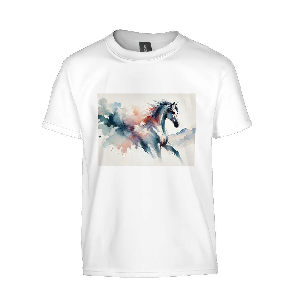 Kids Tee, Fun Horse Youth T-Shirt, Unique Birthday Gift, Casual Vacation Wear, Original Art Tee, Kid's Fashion Design, Back To School