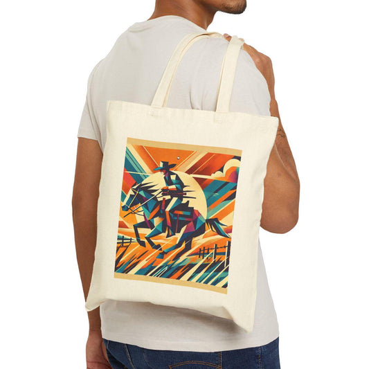 Canvas Tote Bag, Modern Southwestern Cowboy Horse Rider Design, LGBT Eco-Friendly Bag, Queer Book Lover Gift, Reusable Grocery Bag