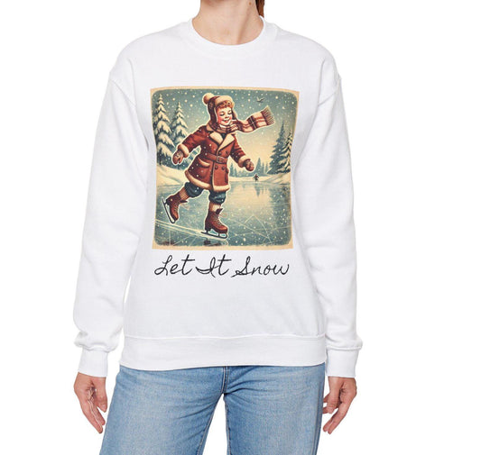 Christmas Unisex Heavy Blend™ Crewneck Sweatshirt, Let It Snow, Ice Skating, Cute Gift for Partner