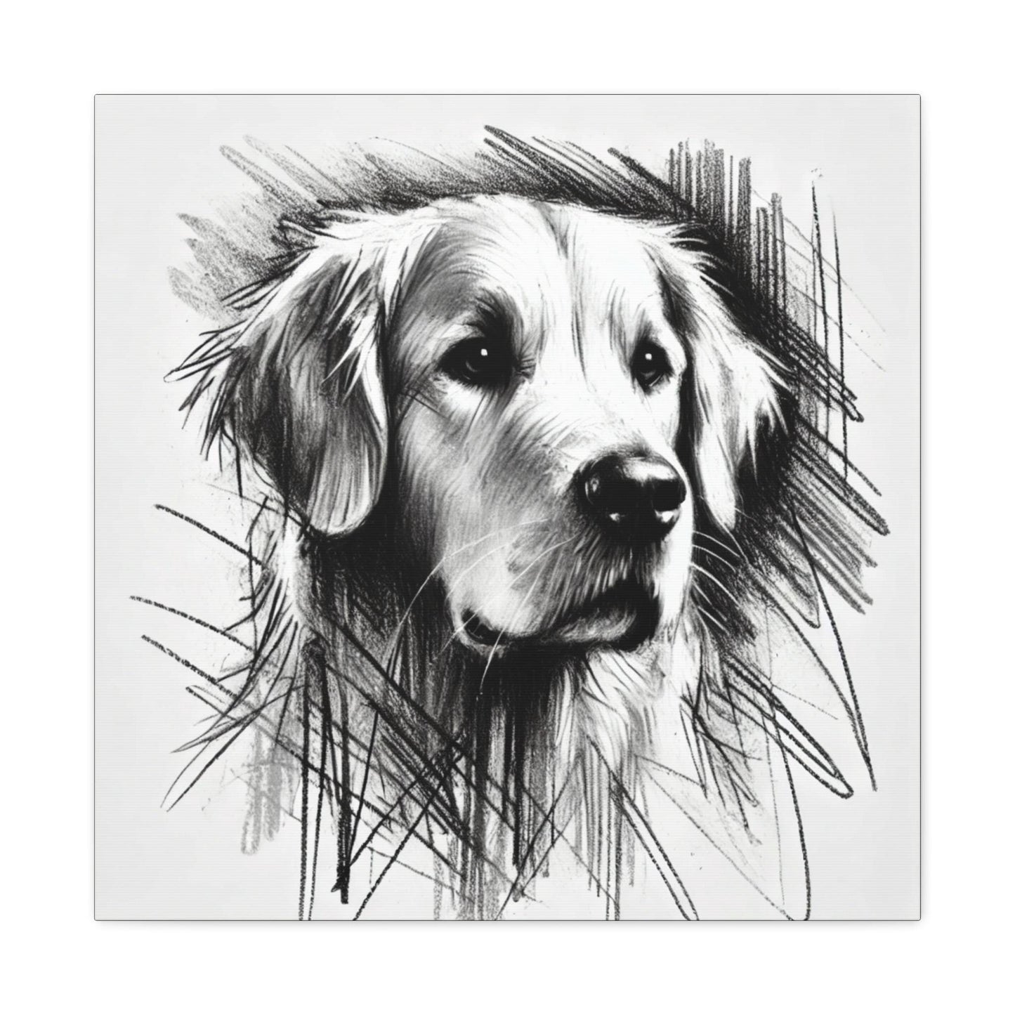 Golden Retriever Matte Canvas Print, Classic Charcoal Sketch Design, Dog Wall Art, Modern Queer Decor, LGBT Housewarming Gift, Gay Dog Lover