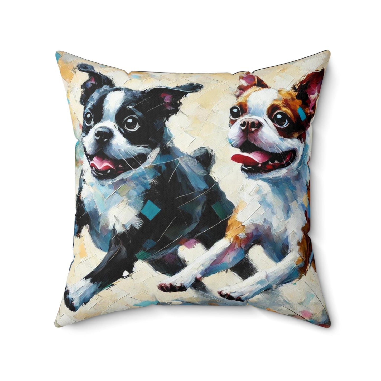 Pillow Boston Terrier Impressionis Design, Unique Housewarming Gift, Modern Art Charm, Soft Throw Pillow, Chic Home Decor, Dog Lover Gift