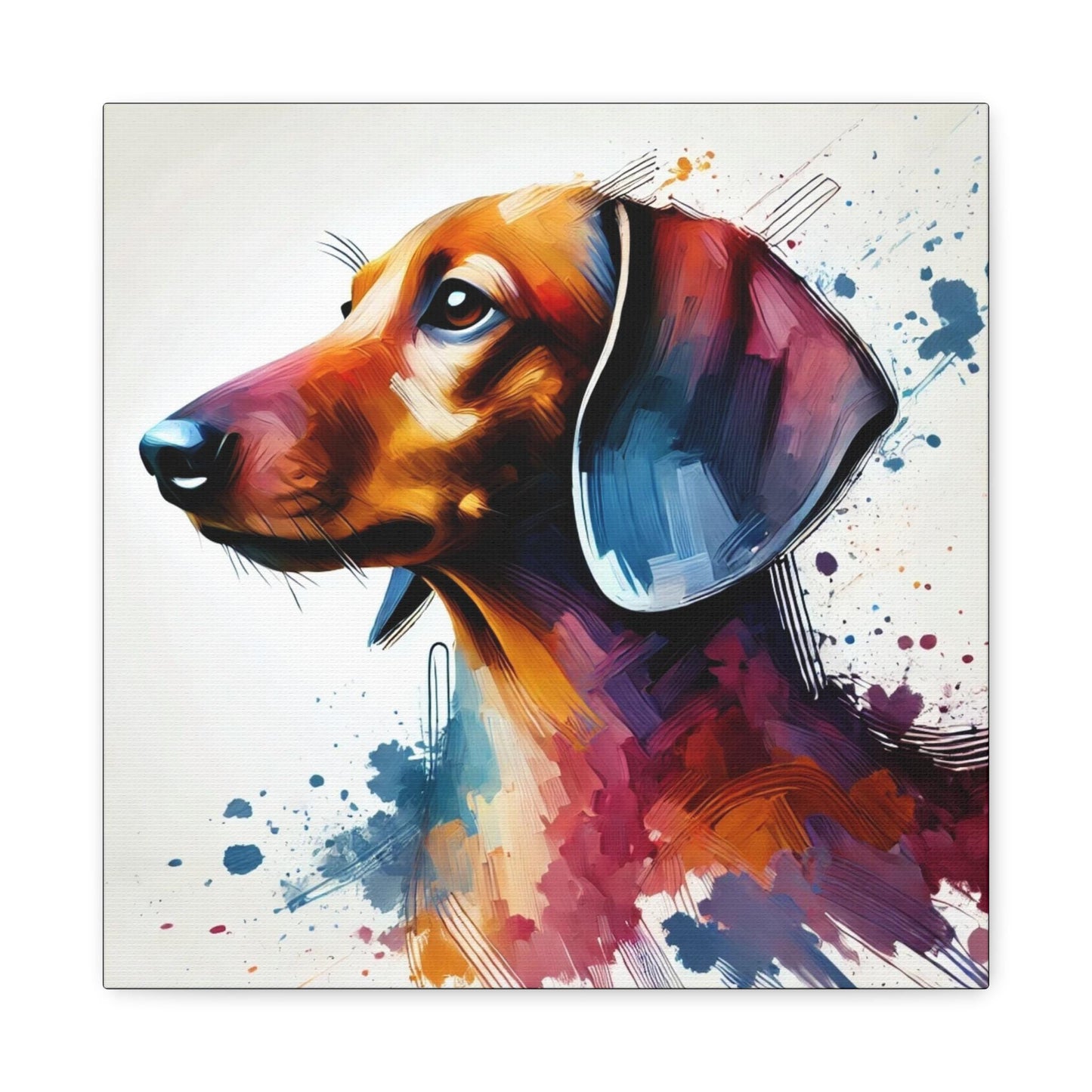 Canvas Print Dachshund, Modern Watercolor Design, Stretched Matte Wall Art, Modern Queer Decor, LGBT Housewarming Gift, Gay Weiner Dog Lover
