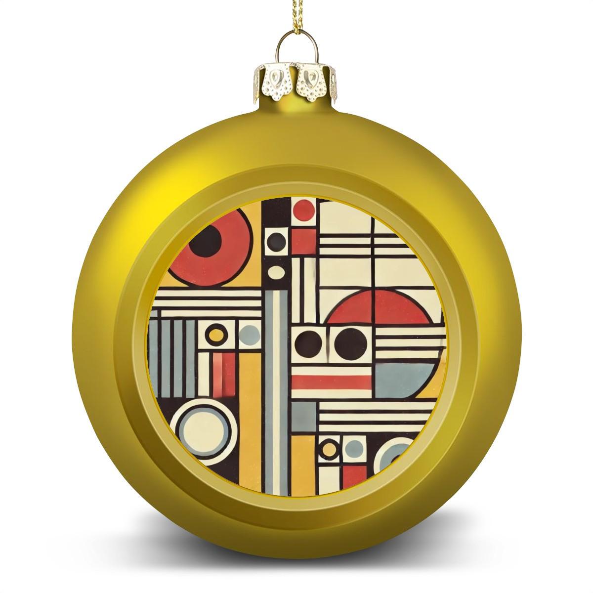 Ornament Set of 2 or 4, Festive Holiday Decor, Christmas Ball Decoration, Custom Bauhaus Design, Unique Mid-Century Modern Tree Trim