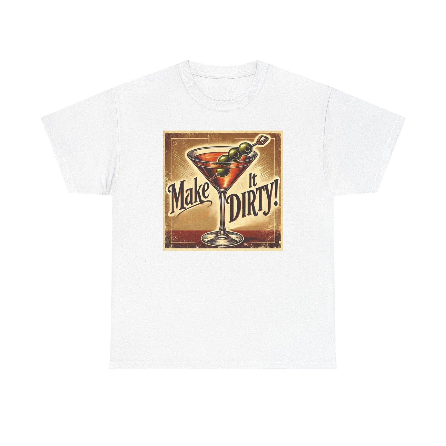 Fun Tee, Vintage Style Dirty Martini Design, Retro Apparel, Graphic Tee Shirt, Martini Lover Gift