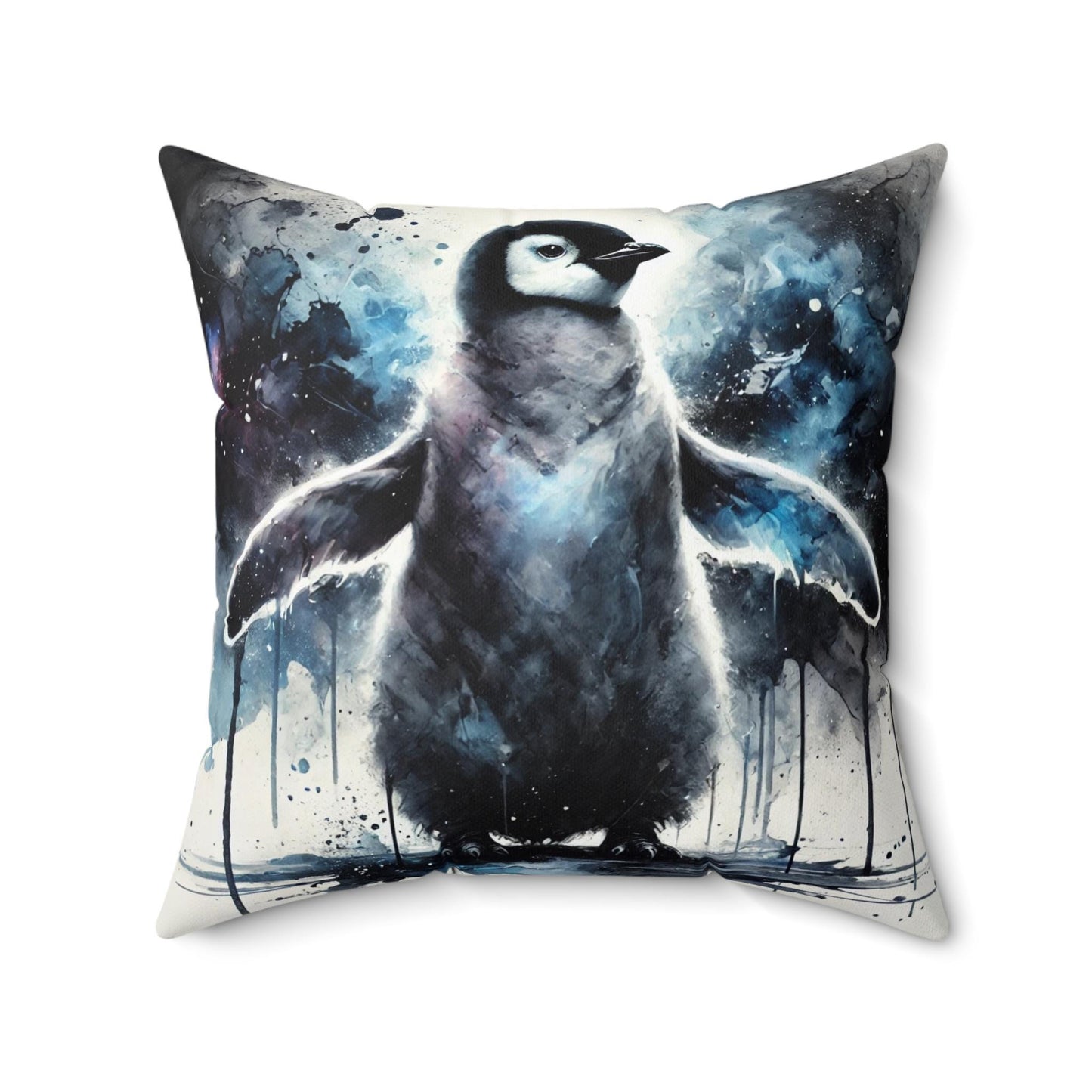 Pillow Modern Abstract Watercolor Penguin 1 Design, Stylish Housewarming Gift, Soft Throw Pillow, Upscale Wall & Office Decor