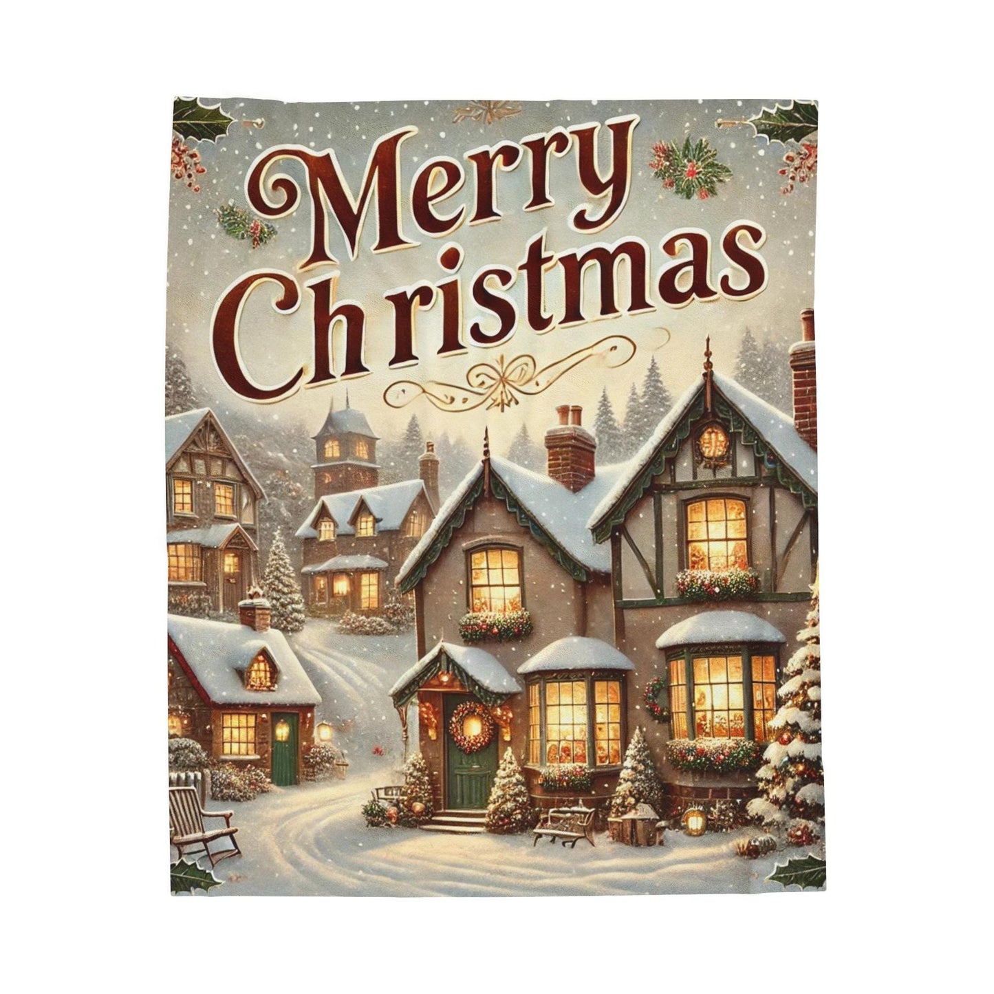 Plush Blanket, Snowy Christmas Village Design, Soft Fleece Throw, Housewarming Gift, Holiday Home Decor, Christmas Theme, Warm Bedding