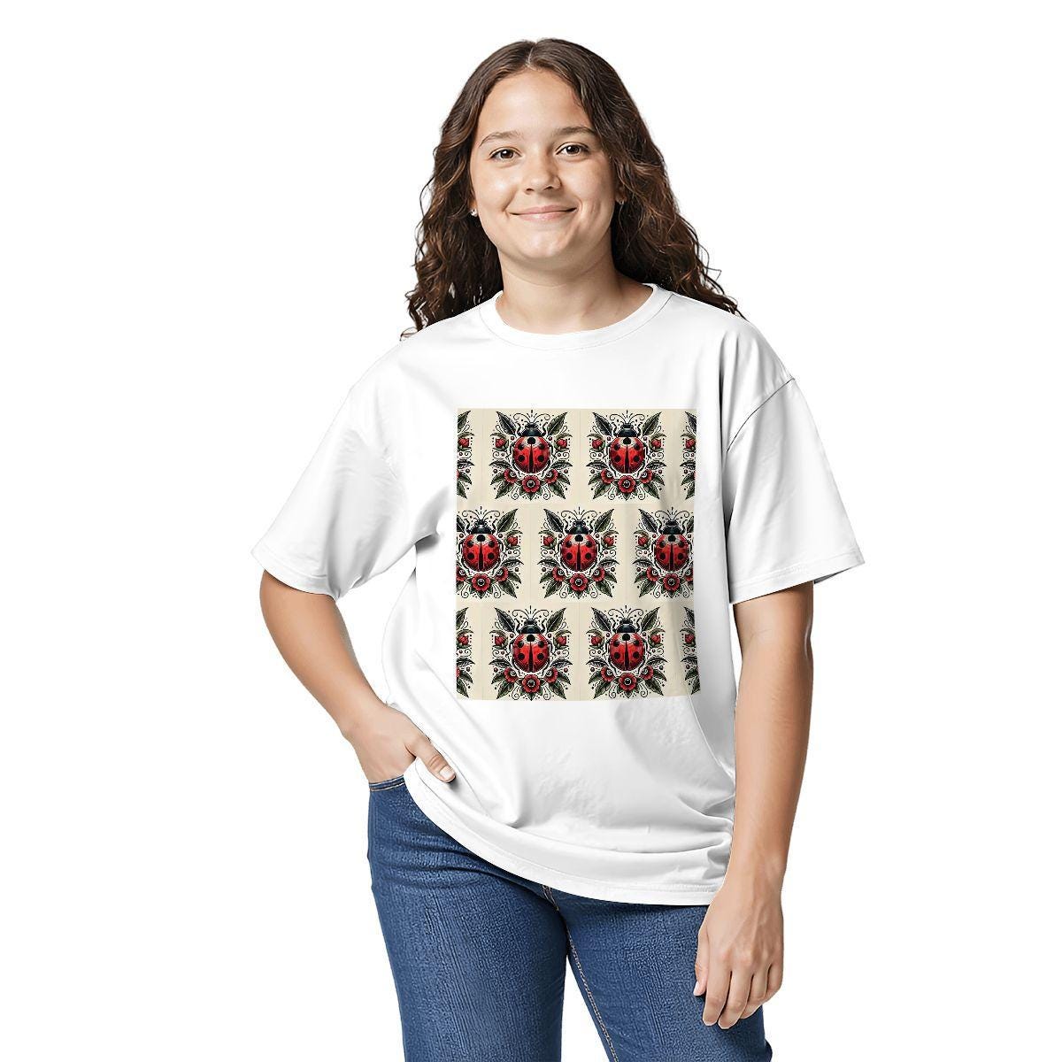 Kids Tee, Fun Ladybug Youth T-Shirt, Unique Birthday Gift, Casual Vacation Wear, Original Art Tee, Kid's Fashion Design, Back To School