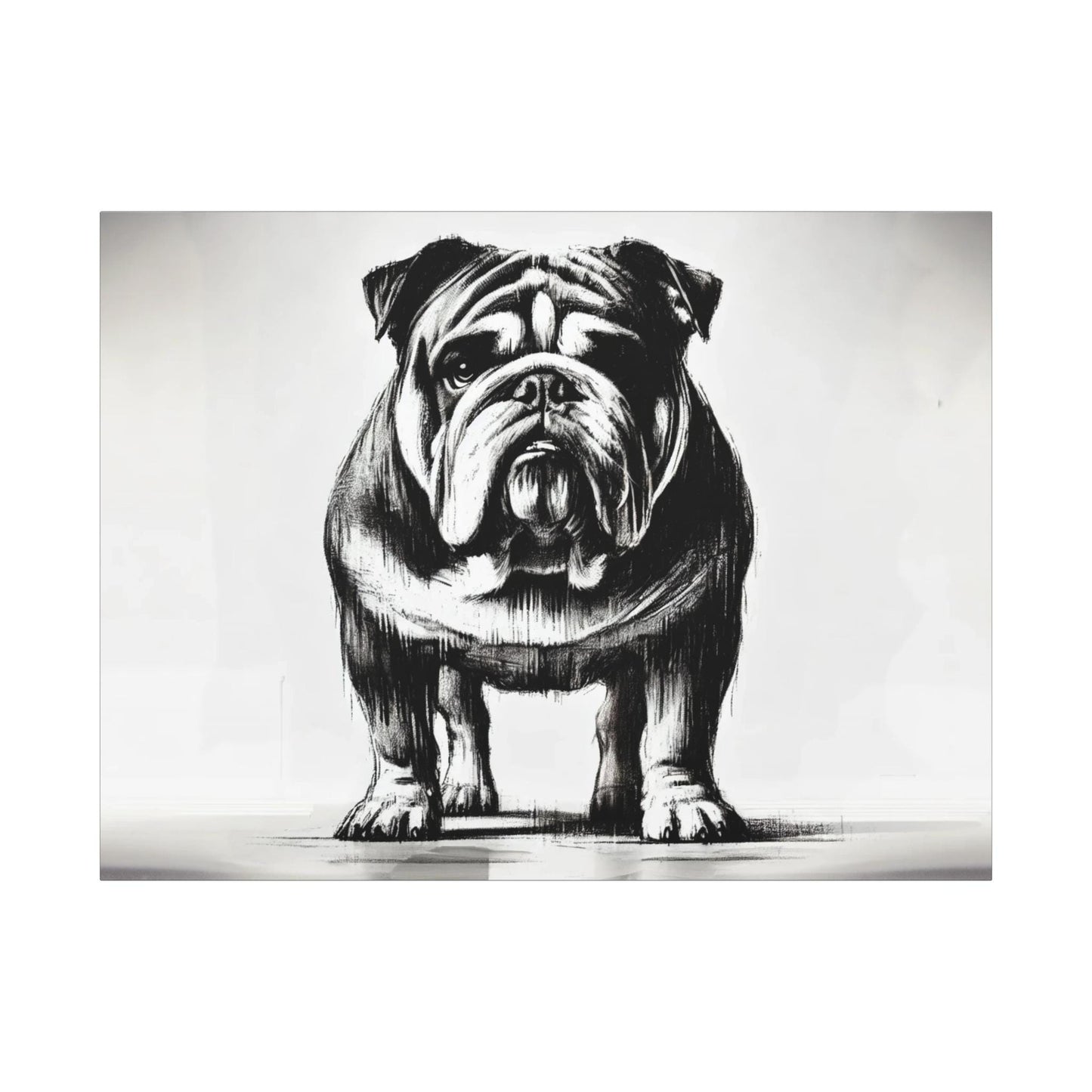 Bulldog Canvas, Original Charcoal Sketch Wall Art Home Decor, Matte Stretched Print, LGBT Housewarming Gift, Gay Bulldog Dog Lover