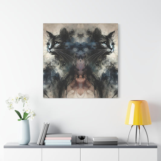 Modern Canvas Print, Original Abstract Watercolor Cat Reflections 5 Portrait, Stylish Housewarming Gift Canvas Wall Art, Chic Home Decor
