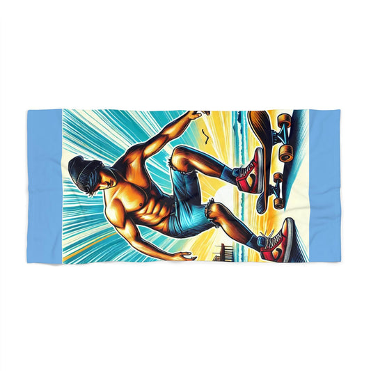 Beach Towel, Skateboard Twink Vintage Pop Art Design, LGBT Housewarming Gift, Gay Daddy Lover, Retro Charm, Soft Pool Towel, Gay Mechanic