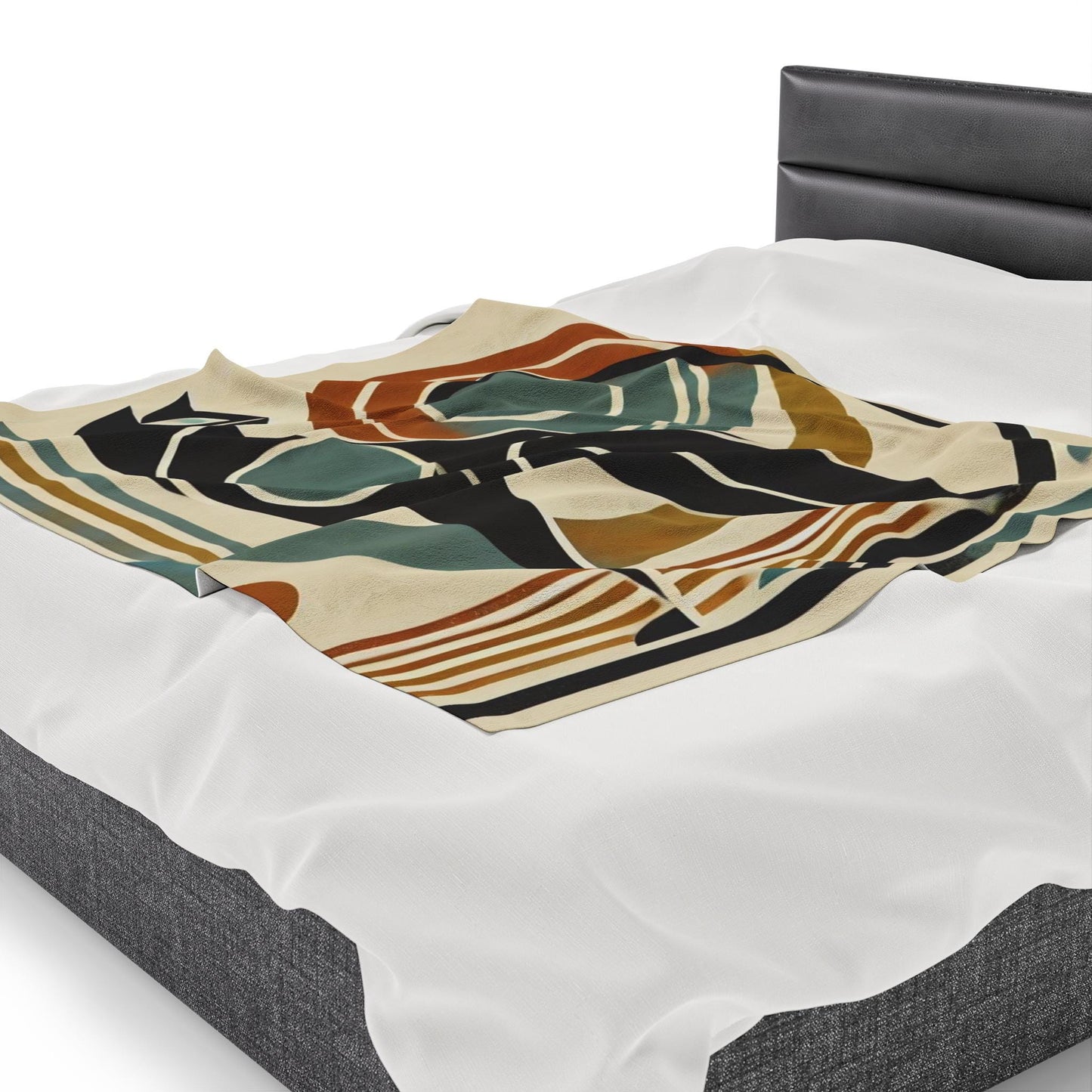 Velveteen Plush Blanket - Cat Design, Mid-Century Modern Vibe, Housewarming Gift, Fleece Throw, Warm Bedding, Cozy Home Decor, Cat Lover