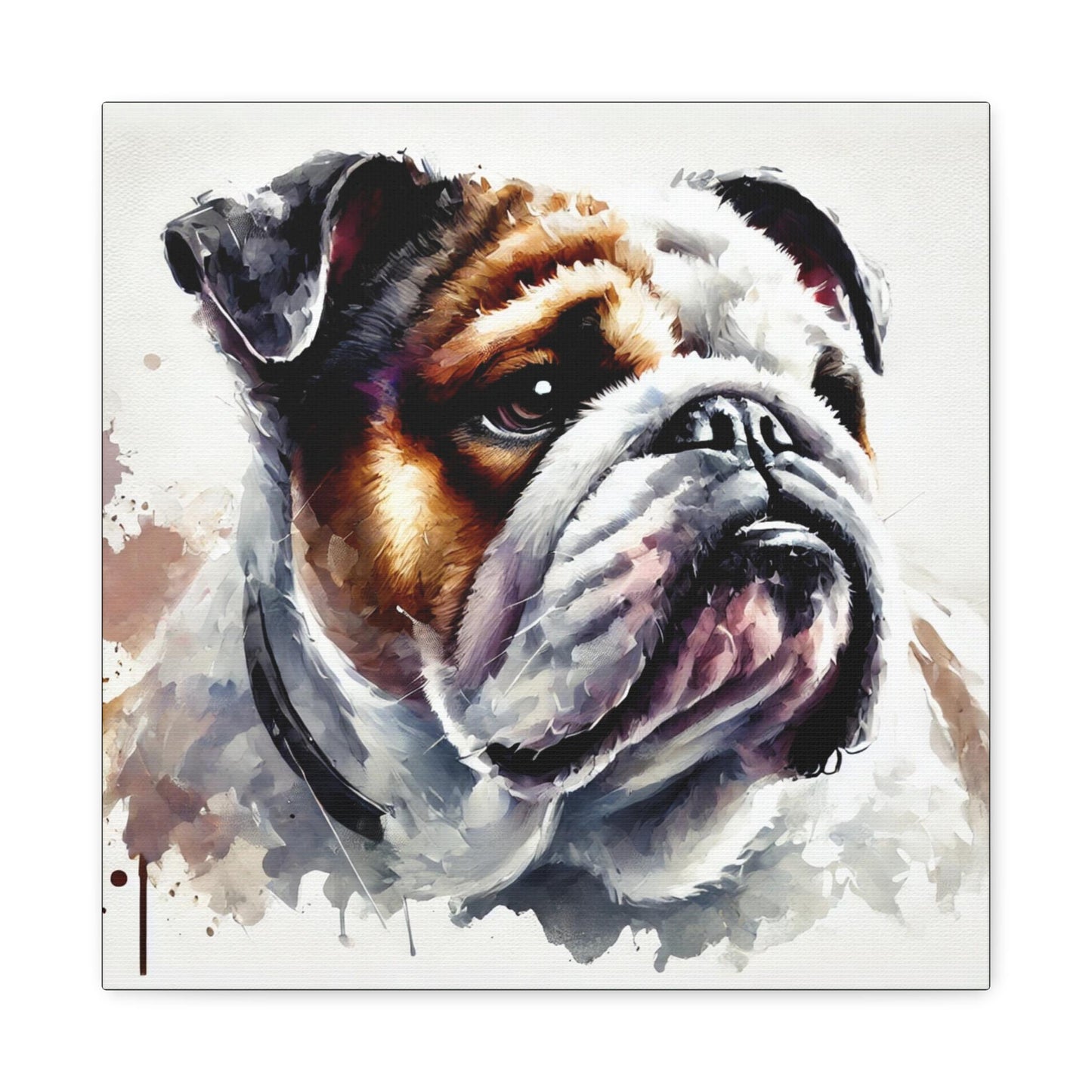 Bulldog Matte Canvas Print, Modern Watercolor Design, Dog Wall Art, Modern Queer Decor, LGBT Housewarming Gift, Gay Bulldog Dog Lover