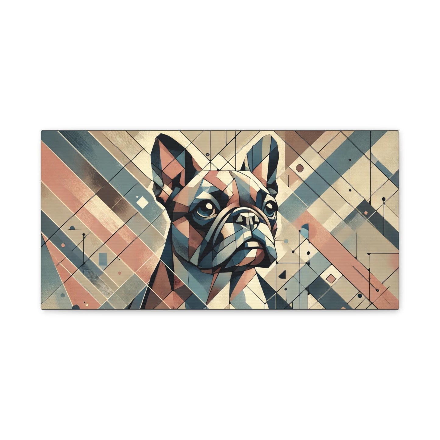 Canvas Print French Bulldog Modern Cubist Portrait, LGBT Housewarming Gift, Gay Frenchie Lover, Unique Stretched Wall Art, 7 Sizes