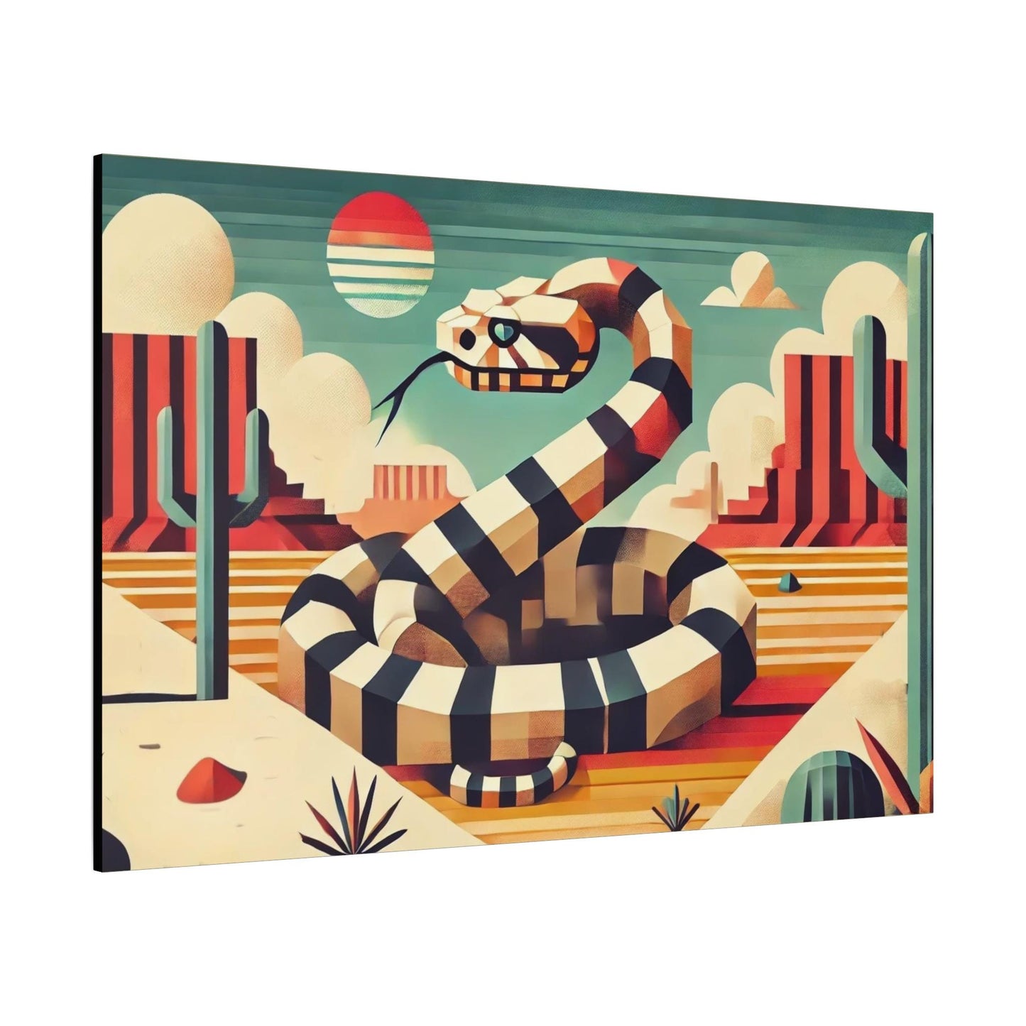 Original Modern Cubist Rattlesnake Canvas Print, Matte Stretched Art, 7 Sizes Available, Wall Decor, Landscape Painting, Home Office Decor