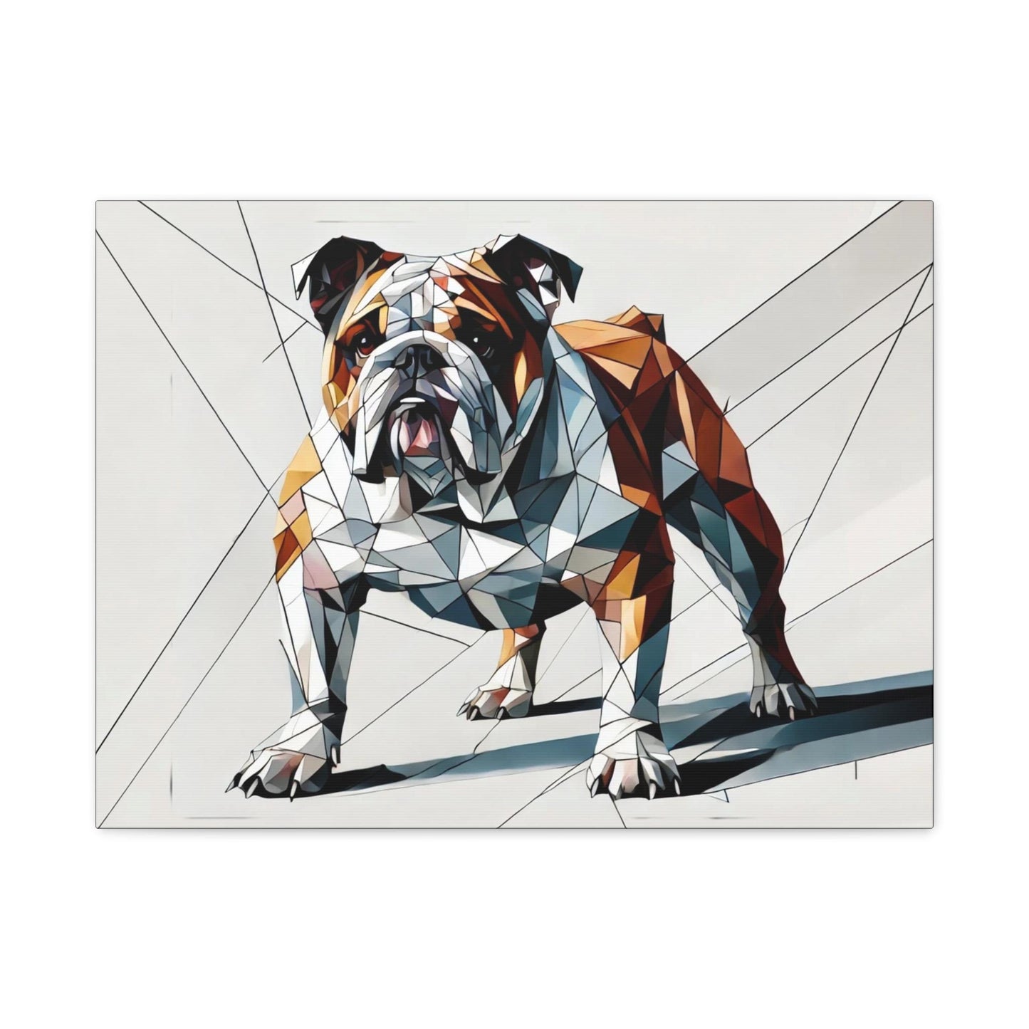 Bulldog Canvas, Original Modern Cubist Wall Art Home Decor, Matte Stretched Print, LGBT Housewarming Gift, Gay Bulldog Dog Lover