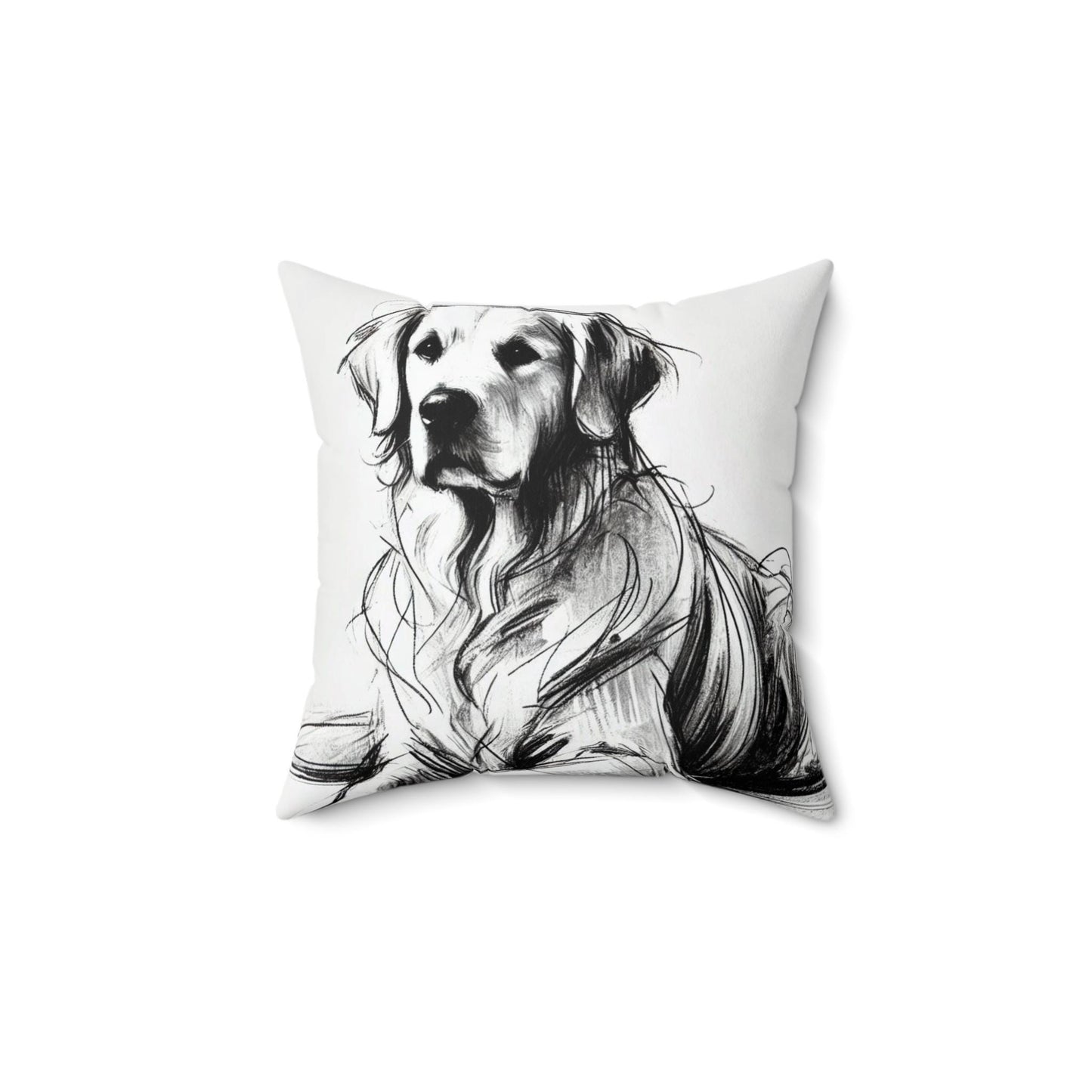 Pillow Golden Retriever Charcoal Sketch Design, LGBT Housewarming, Modern Art Charm, Soft Throw Pillow, Chic Home Decor, Gay Dog Lover Gift