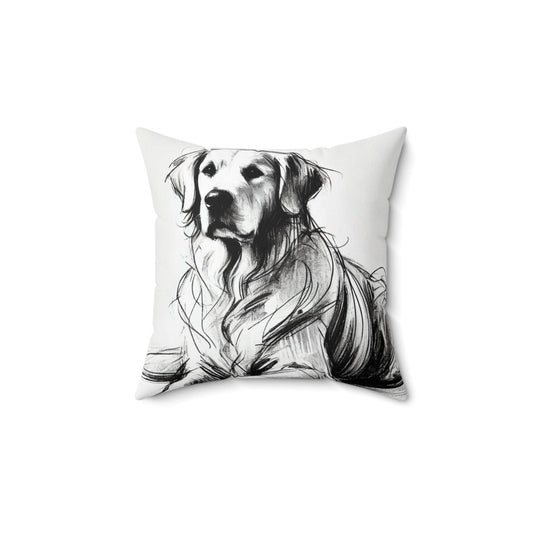 Pillow Golden Retriever Charcoal Sketch Design, LGBT Housewarming, Modern Art Charm, Soft Throw Pillow, Chic Home Decor, Gay Dog Lover Gift