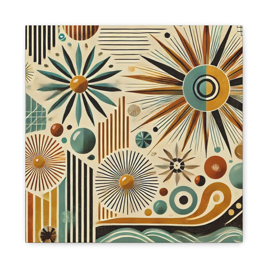 Canvas Print, Mid-Century Modern Sputnik, Housewarming or Birthday Gift, Retro Vintage Charm, Wall Art Decor, Matte Canvas