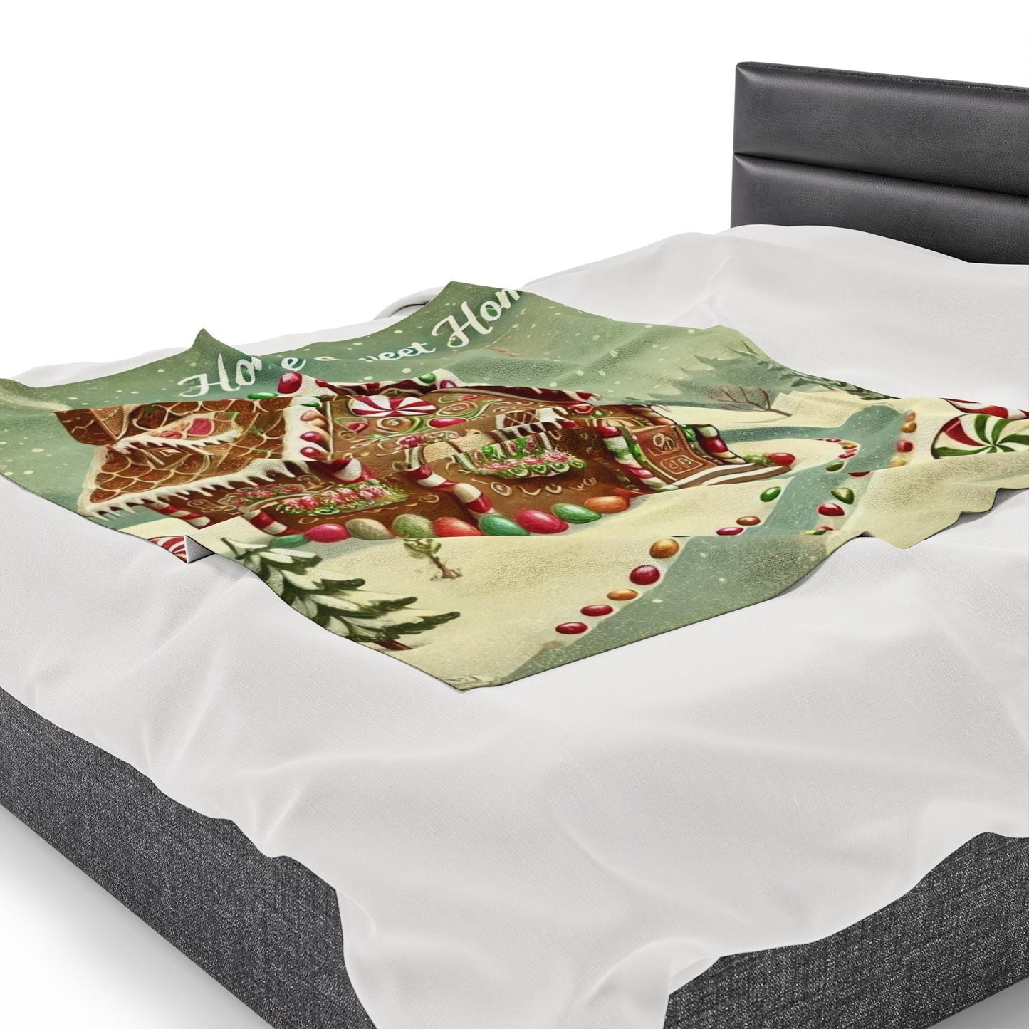 Plush Blanket, Gingerbread House Design, Soft Fleece Throw, Housewarming Gift, Holiday Home Decor, Christmas Theme, Warm Bedding