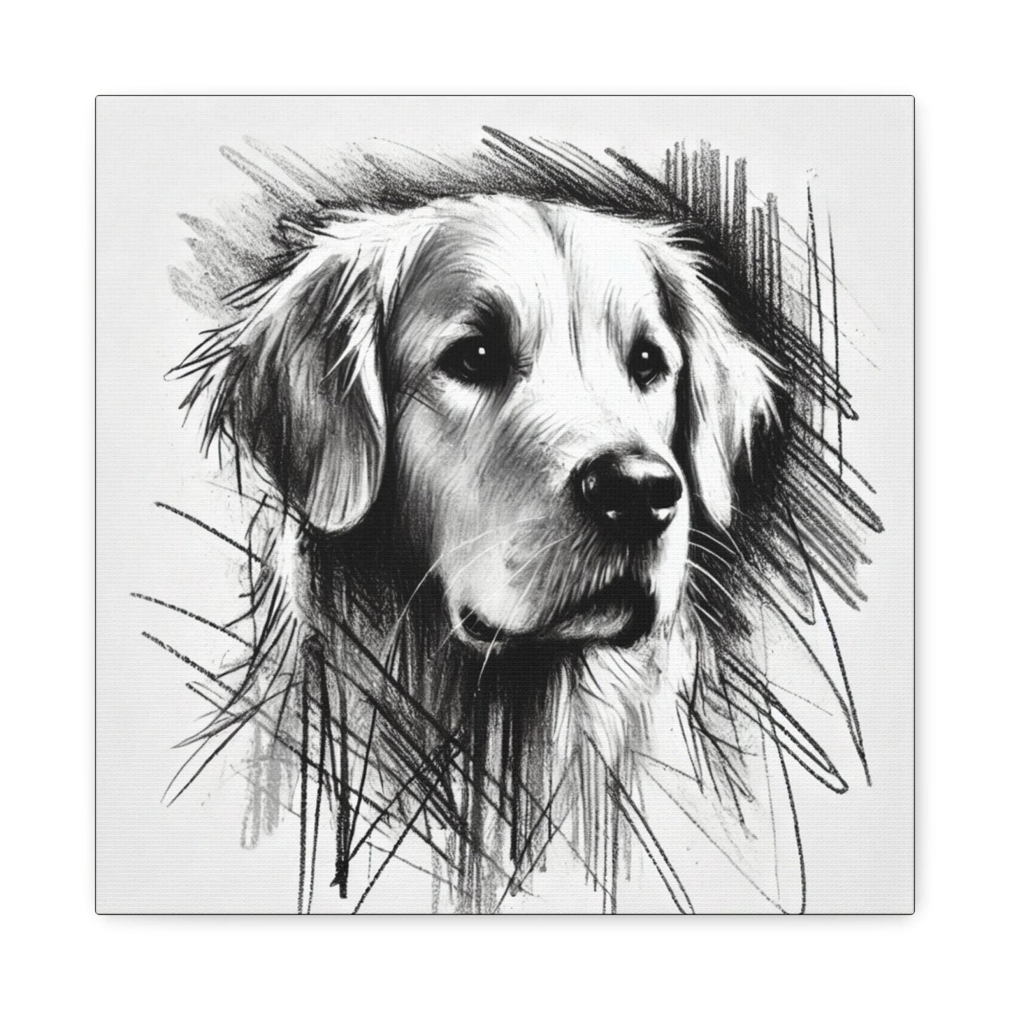 Golden Retriever Matte Canvas Print, Classic Charcoal Sketch Design, Dog Wall Art, Modern Queer Decor, LGBT Housewarming Gift, Gay Dog Lover