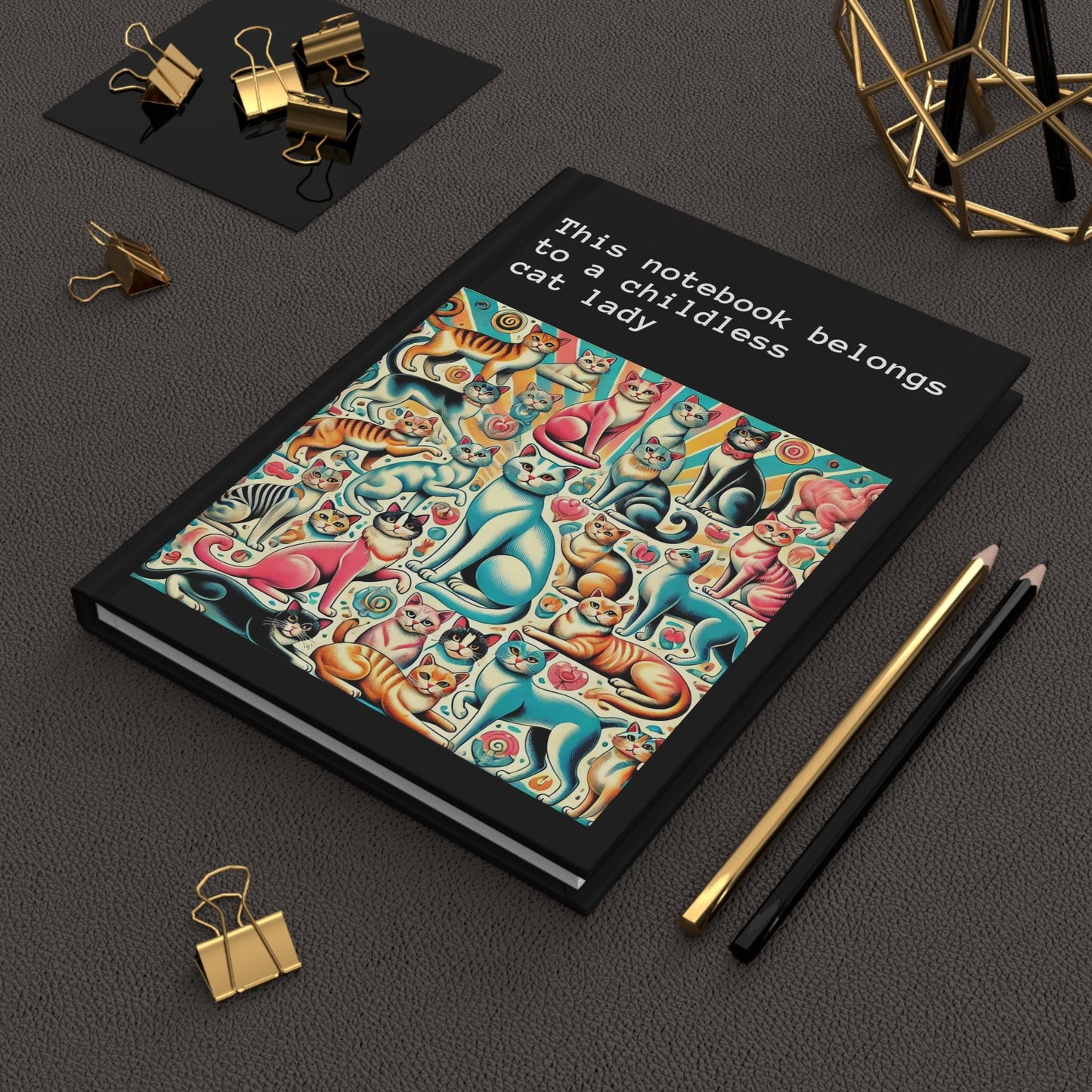 Cat Lady Journal Hardcover - Funny Vintage Design Matte Journal - Humorous Notebook, Book Lovers Gift, Retro Art Diary, Childless Cat Lady