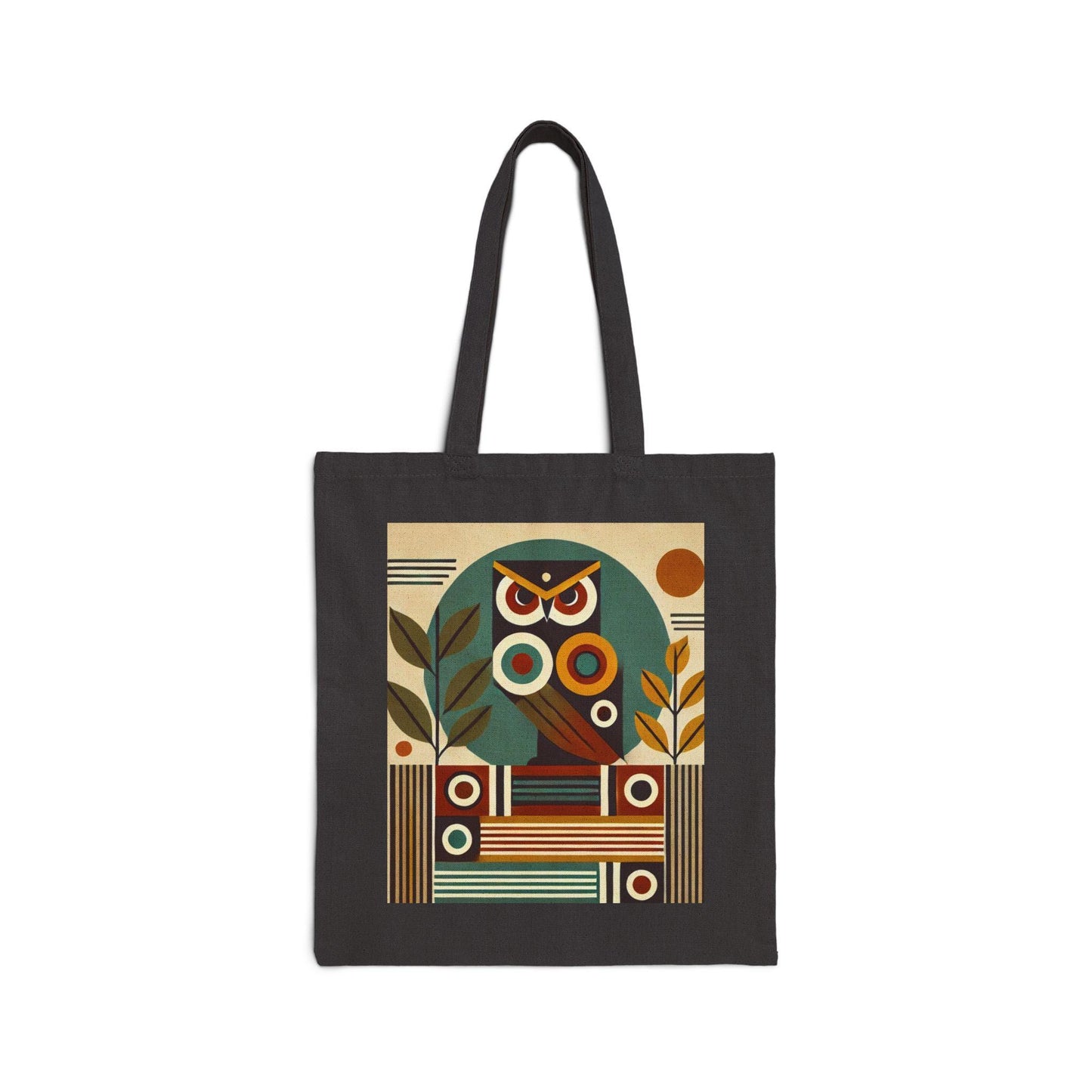 Mid-Century Modern Owl Cotton Canvas Tote Bag - Owl Lover Gift, Retro Shoulder Bag, Shopping Bag, Vintage Owl Tote, Book Lover
