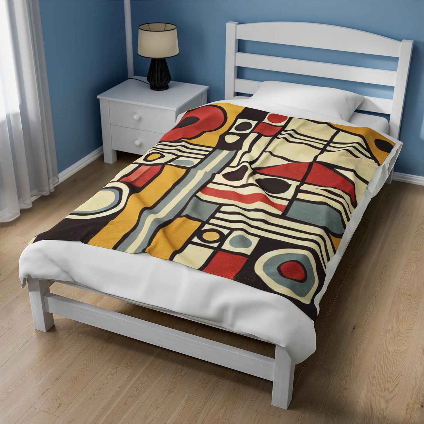 Plush Blanket, Mid-Century Modern Design, Soft Fleece Throw, Housewarming Gift, Chic Home Decor, Bauhaus Theme, Warm Bedding