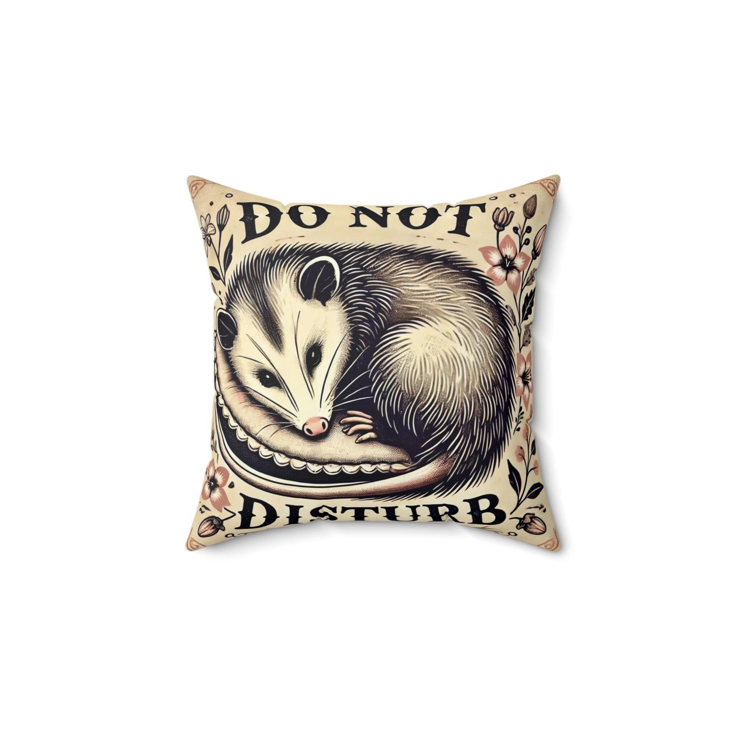 Funny Throw Pillow (14"x14" Square), Housewarming Gifts and Decor, Birthday Gift, Possum, Opossum, Do Not Disturb