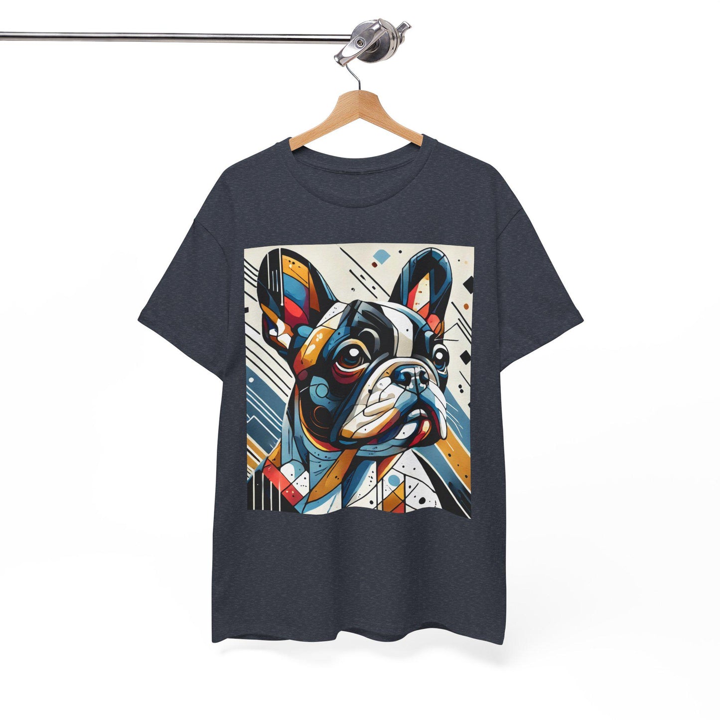 Dog Tee, French Bulldog Modern Cubist Design, Unisex LGBT Frenchie Dog Lover Gift, Gay Graphic Top, Unisex Heavy Cotton T-shirt, 7 Colors