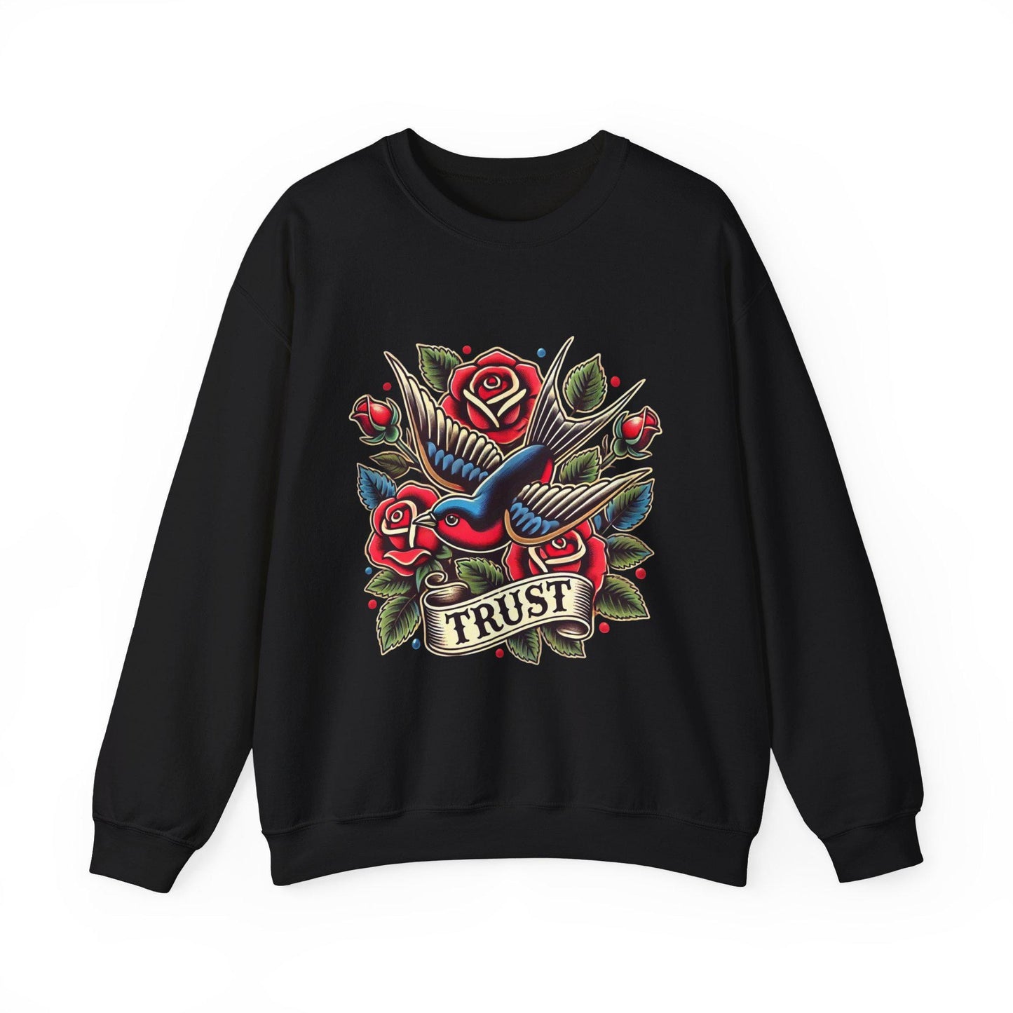 Vintage Tattoo Sweatshirt, TRUST Tattoo Design, Unisex Crewneck Jumper, Vintage Pullover, Gift for Tattoo Lover, Retro Style