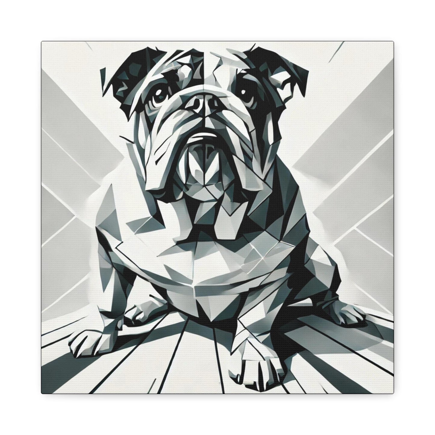 Bulldog Matte Canvas Print, Modern Cubist Design, Dog Wall Art, Modern Queer Decor, LGBT Housewarming Gift, Gay Bulldog Dog Lover
