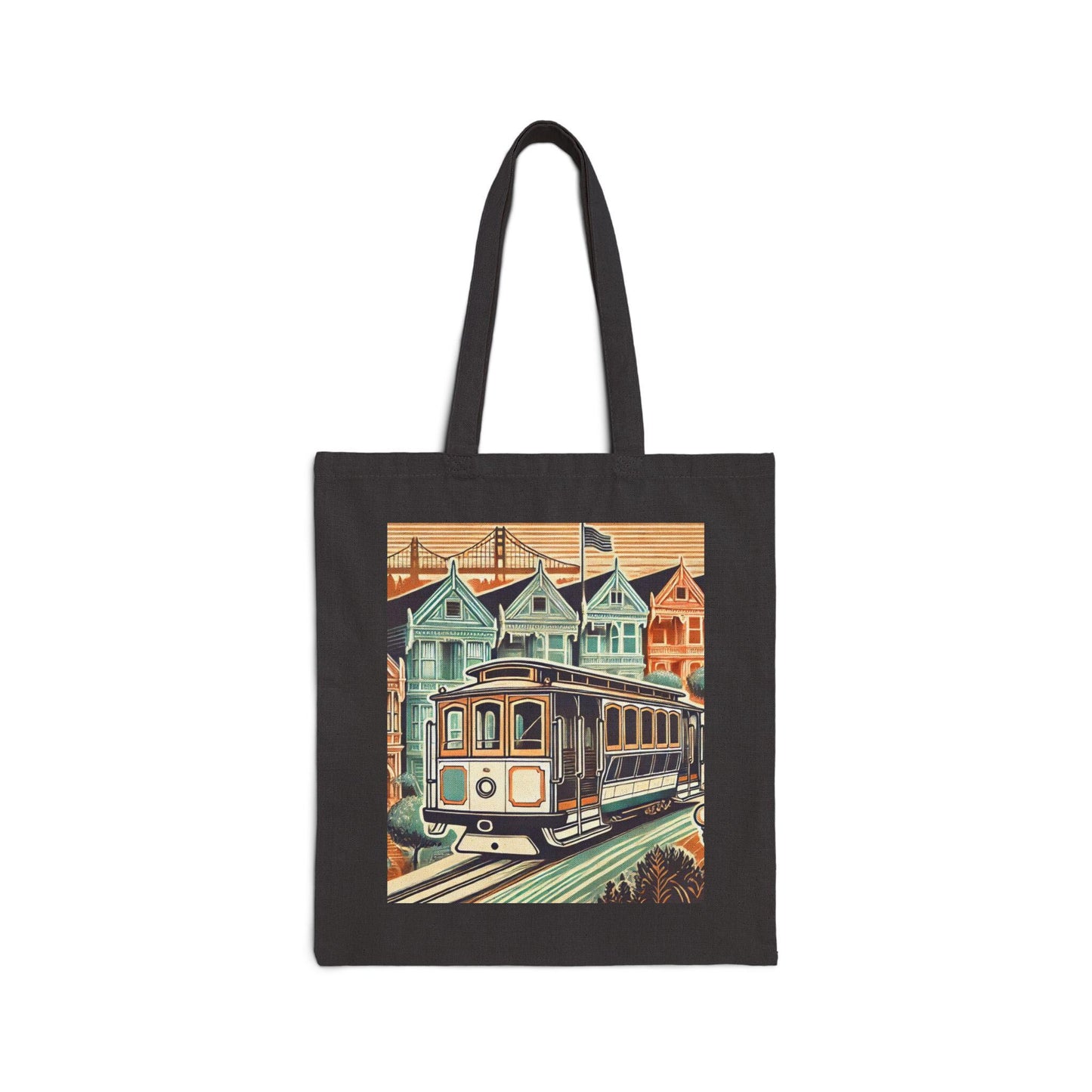 San Francisco Tote Bag, Golden Gate Bridge, Reusable Shopping Bag, Eco-Friendly Grocery Bag, Vintage Design, Travel
