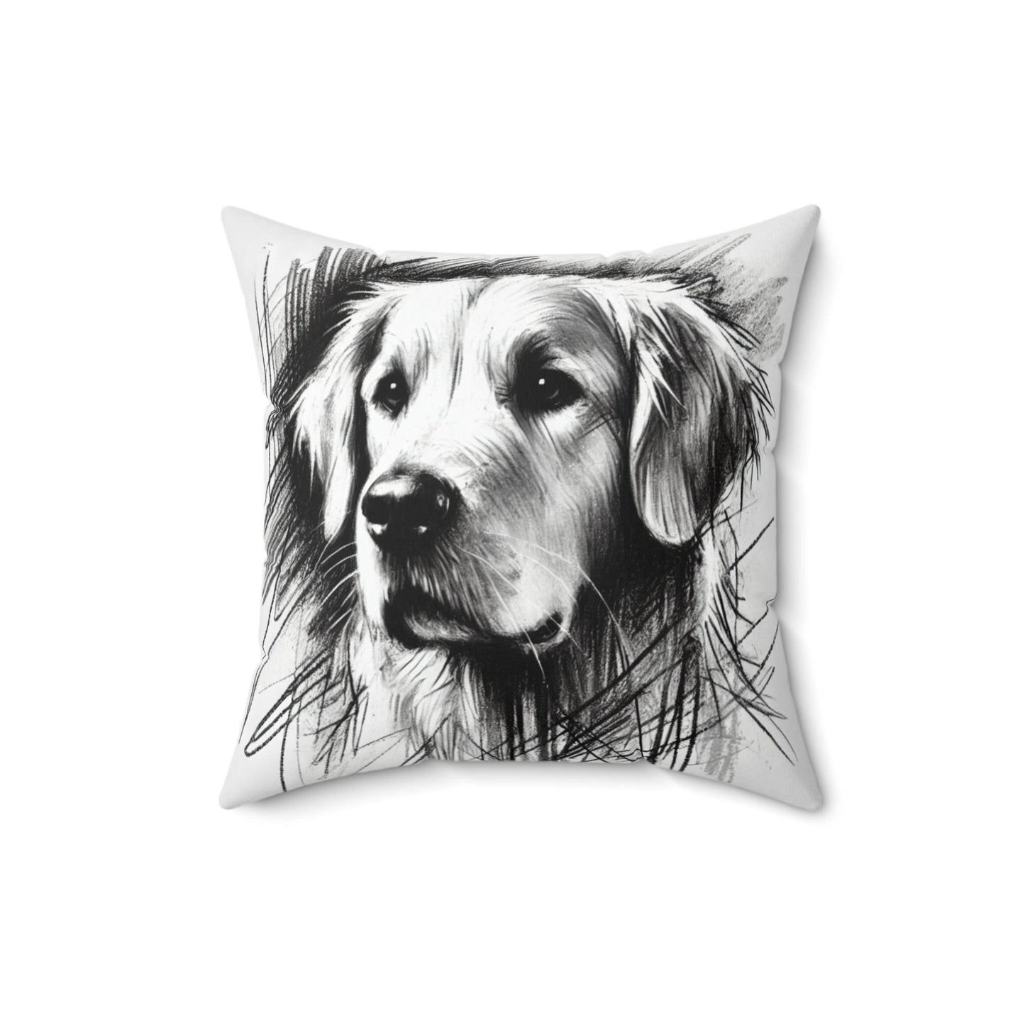 Pillow Golden Retriever Charcoal Sketch Design, LGBT Housewarming, Modern Art Charm, Soft Throw Pillow, Chic Home Decor, Gay Dog Lover Gift