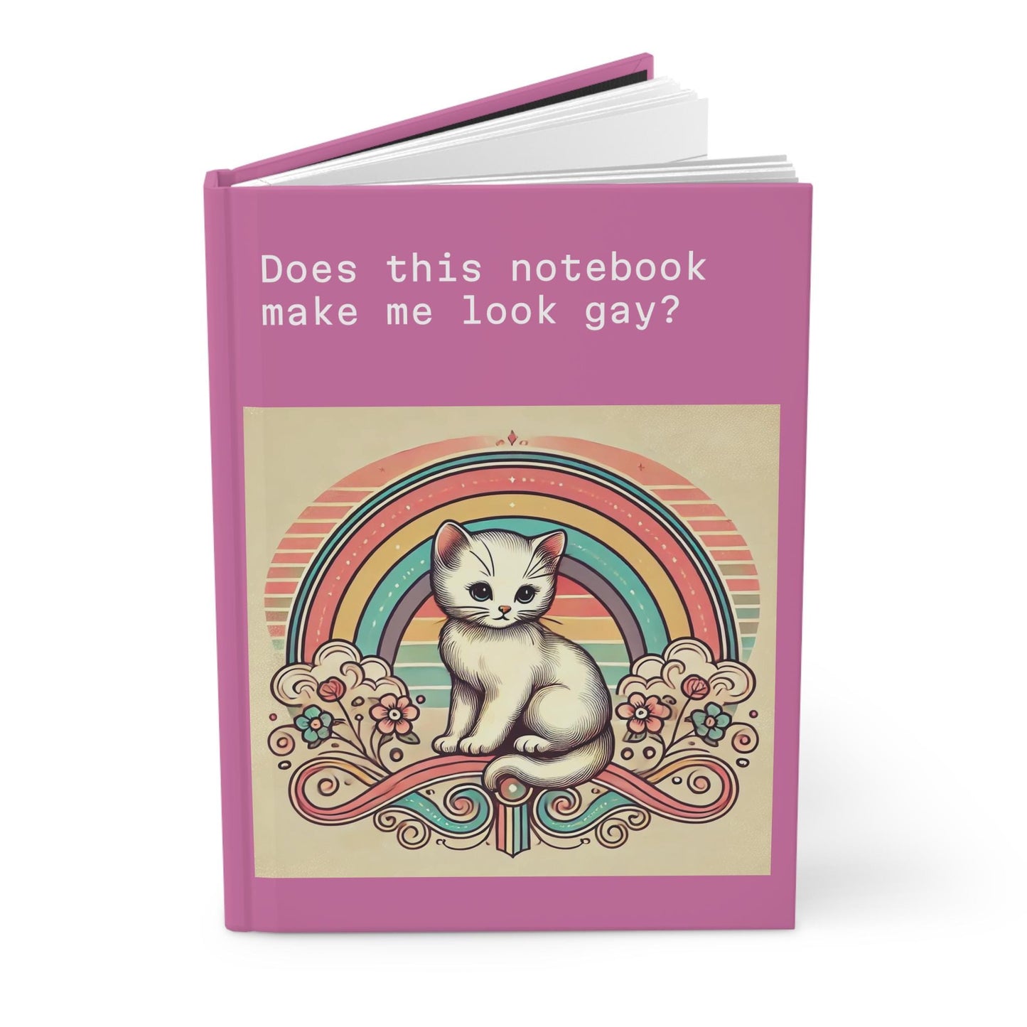 Cat Journal Hardcover - Funny Gay Vintage Design Matte Pink Journal - Humorous Notebook, Book Lovers Gift, Retro Art Diary, LGBT Gifts