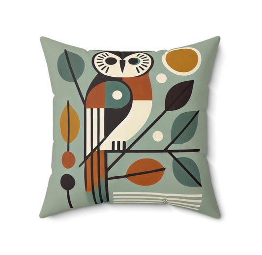 Mid-Century Modern Pillow, Wise Owl, Housewarming & Birthday Gift, Vintage Charm, Chic Decor, Square Pillow