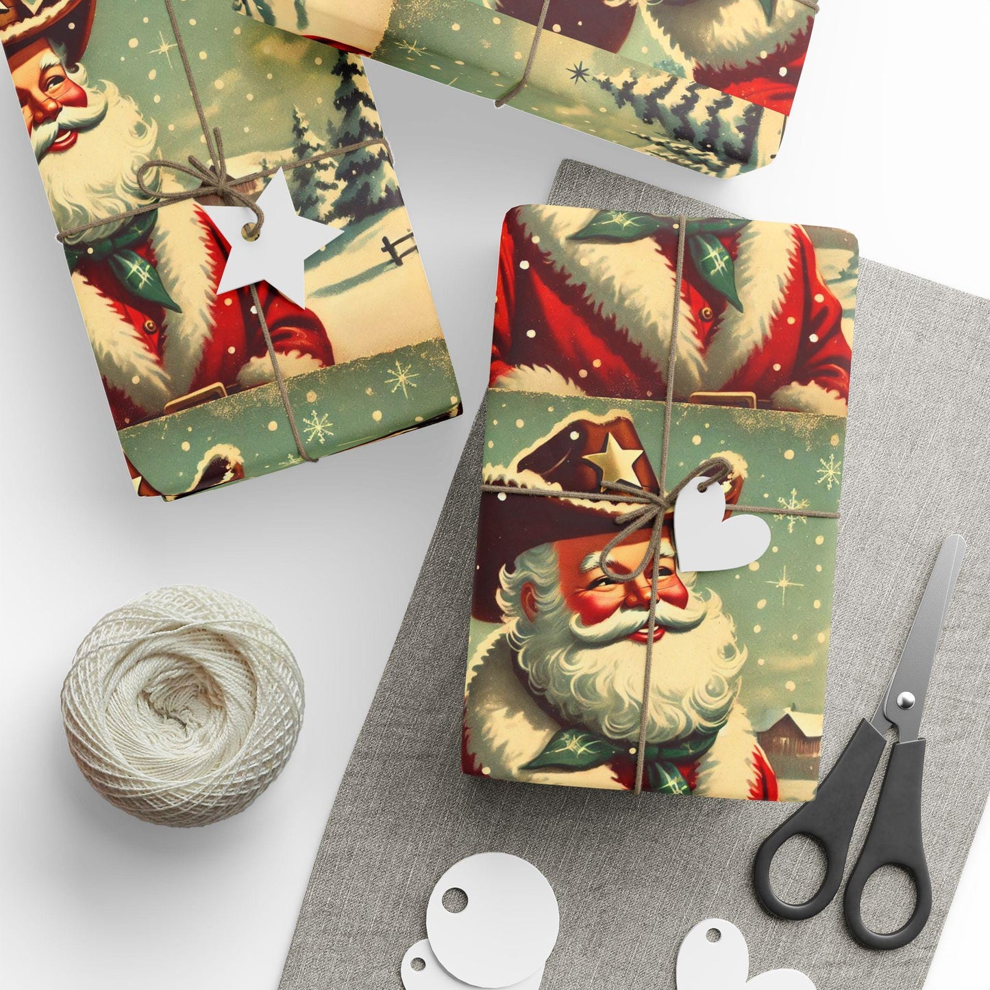 Cowboy Santa Wrapping Paper, Gift Wrap for Christmas Presents, Country Holidays