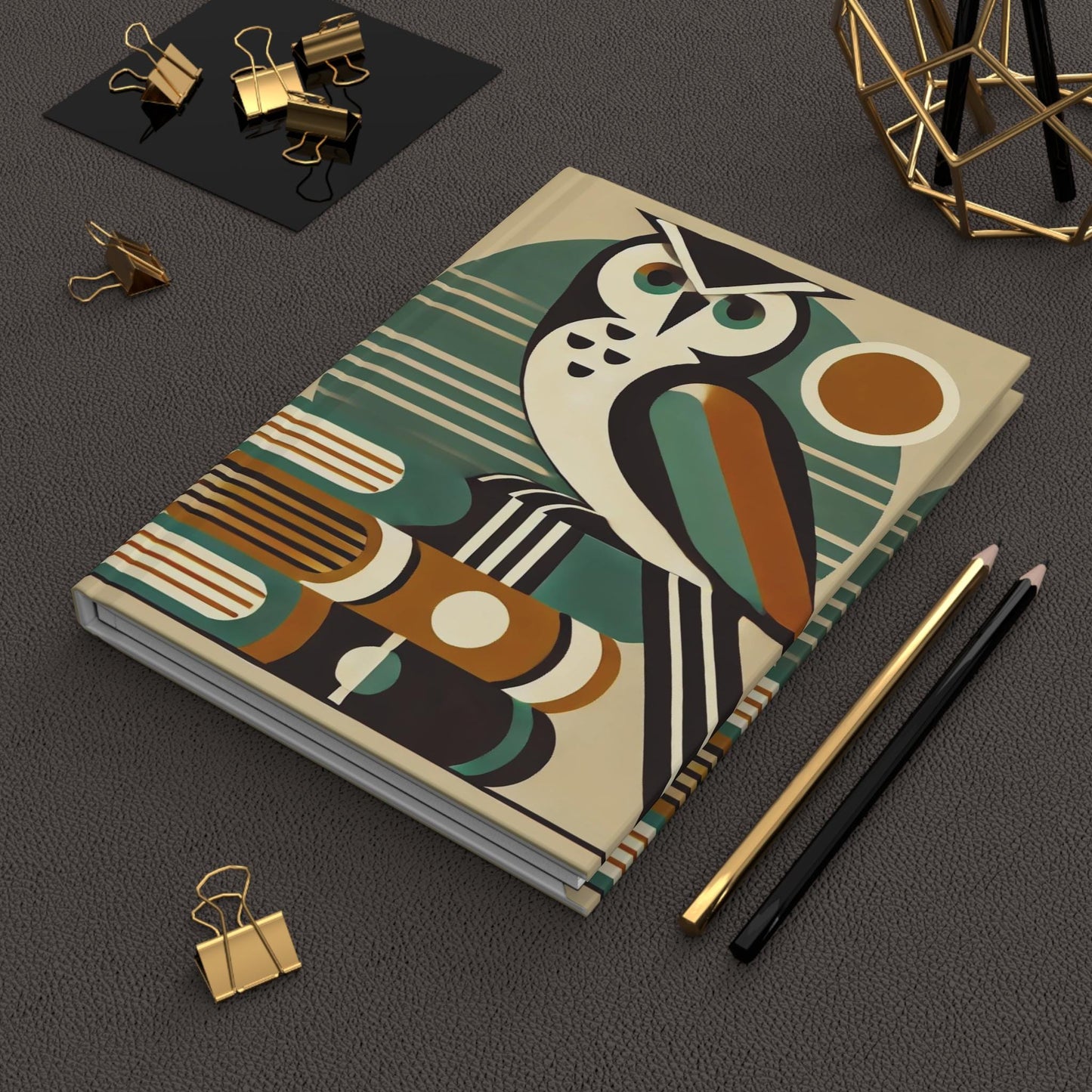 Owl Hardcover Journal, Mid-Century Vintage Charm Notebook, Books Lovers Gift, Retro Matte Diary, Wise Owl Journal, Literature Enthusiast