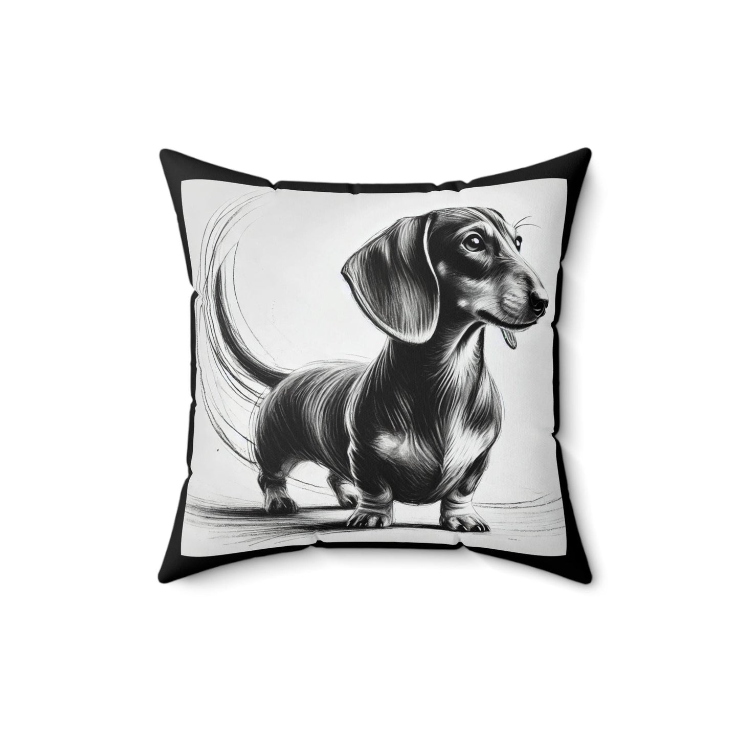 Pillow Dachshund Original Charcoal Sketch Design, LGBT Housewarming, Soft Throw Pillow, Chic Home Decor, Gay Weiner Dog Lover Art Gift