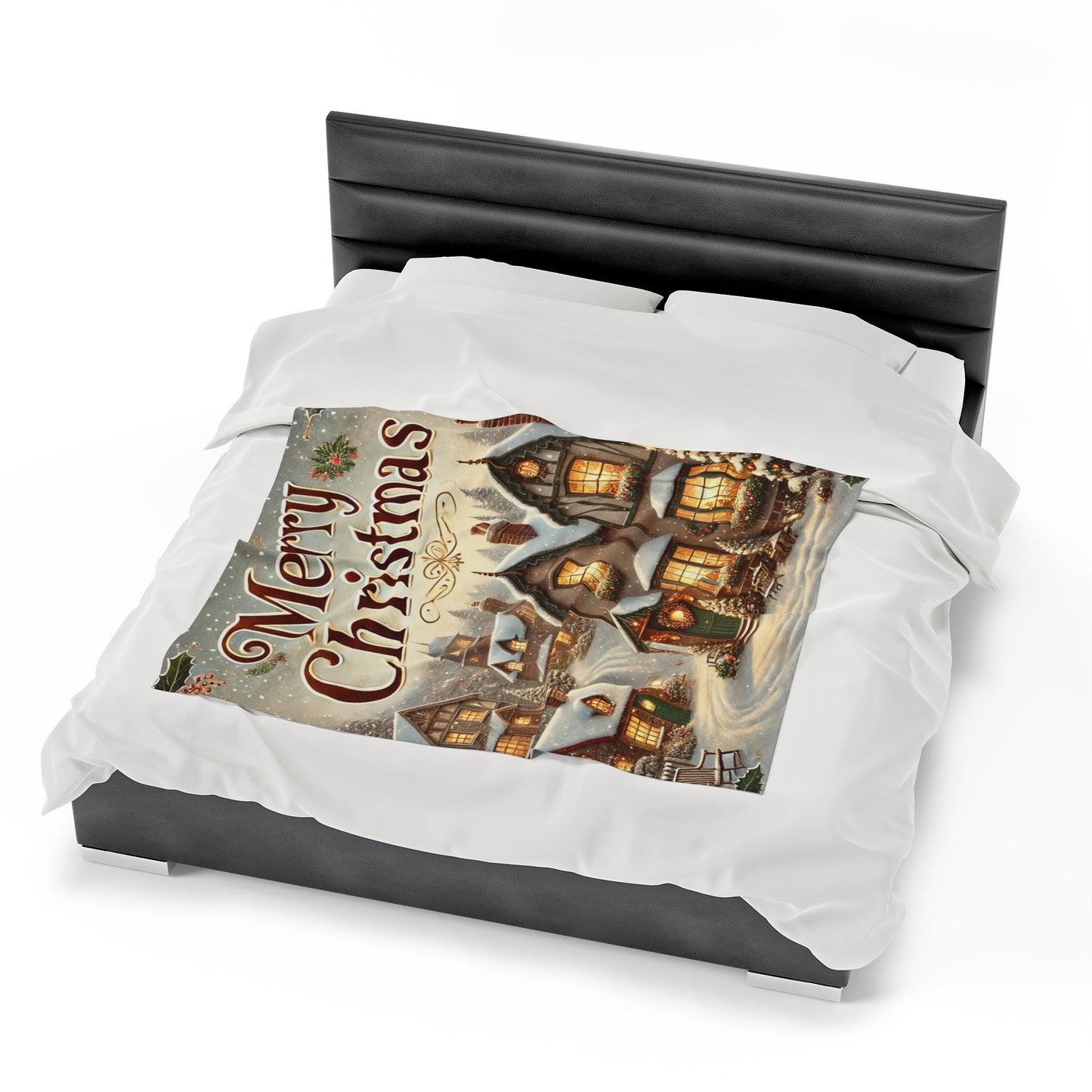 Plush Blanket, Snowy Christmas Village Design, Soft Fleece Throw, Housewarming Gift, Holiday Home Decor, Christmas Theme, Warm Bedding