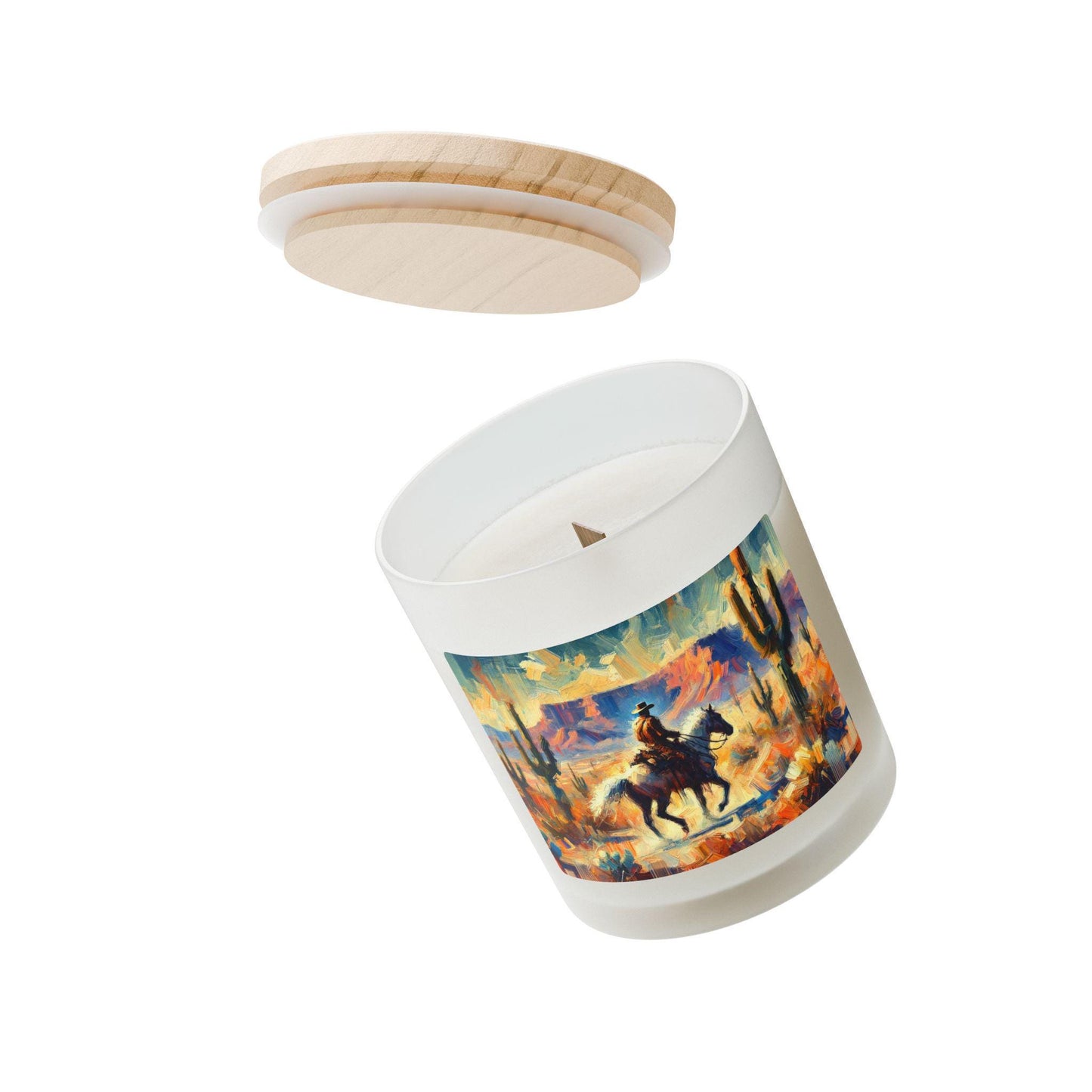 Frosted Glass Candle 11oz, Desert Rider Modern Southwestern Design, Relaxing Soy Candle, Chic Housewarming Gift, Home Decor, Aromatherapy