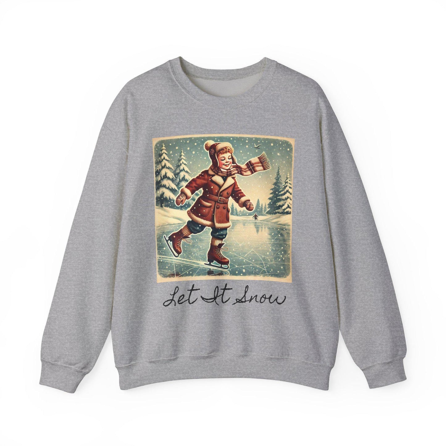 Christmas Unisex Heavy Blend™ Crewneck Sweatshirt, Let It Snow, Ice Skating, Cute Gift for Partner