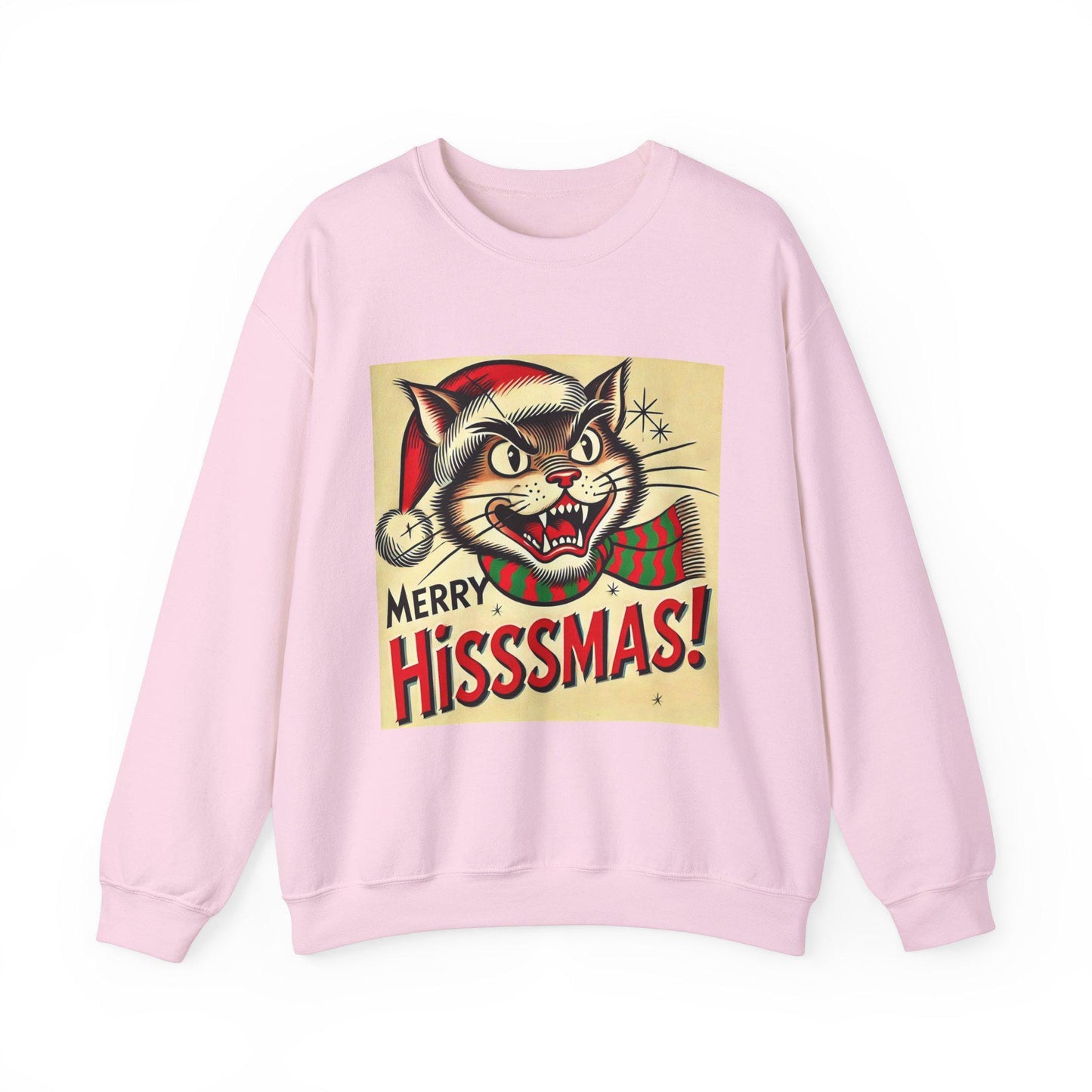 Funny Christmas Cat Unisex Heavy Blend™ Crewneck Sweatshirt, Merry HIsssmas, Cat Lovers Gift, Cat Parents