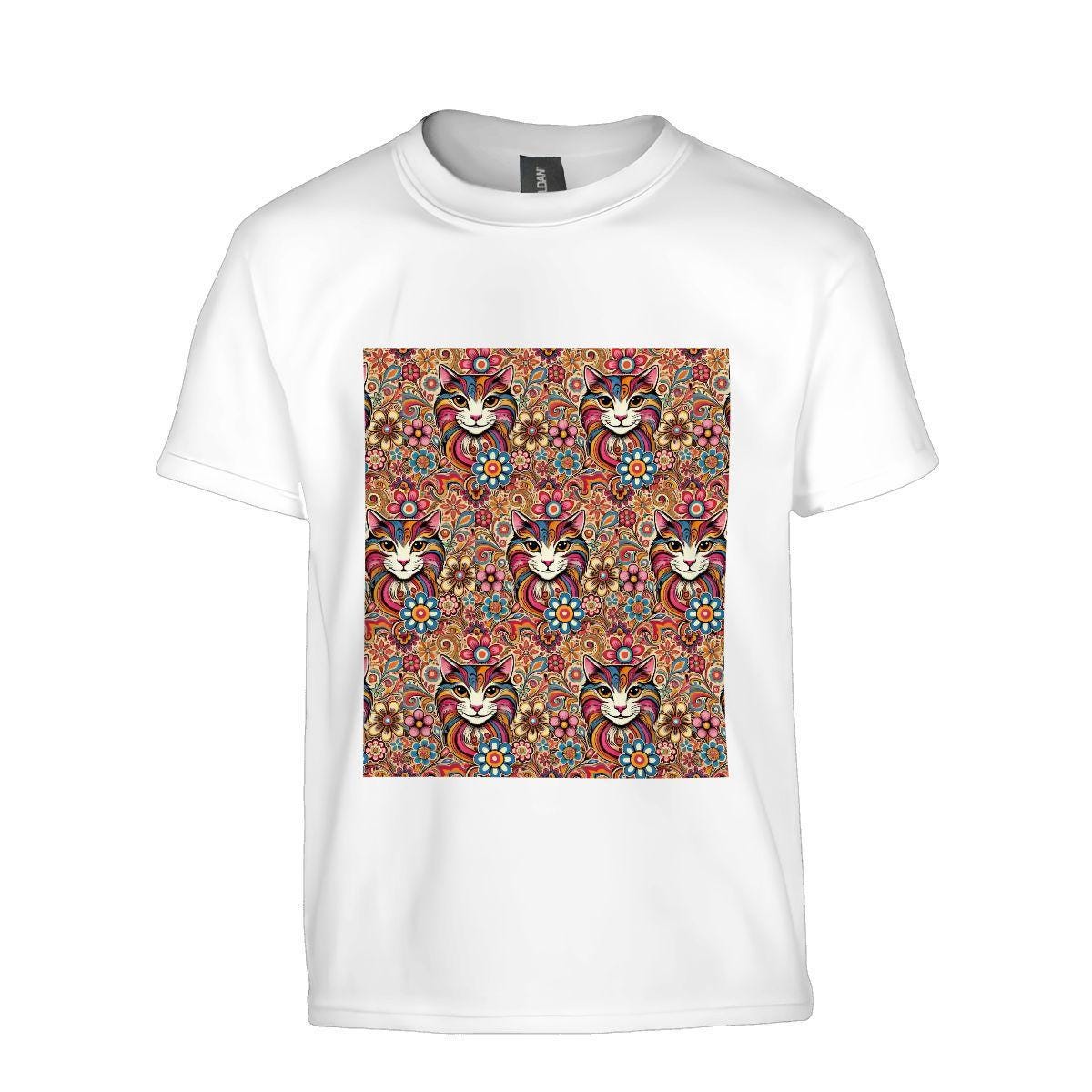 Kids Cat Tee, Fun Colorful Youth T-Shirt, Unique Birthday Gift, Casual Vacation Wear, Original Art Design Tee, Kid's Fashion, Back To School