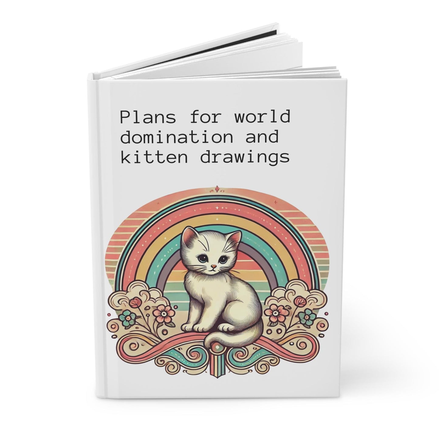 Cat Journal Hardcover - Funny Domination Vintage Design Matte Journal - Humorous Notebook, Book Lovers Gift, Retro Art Diary