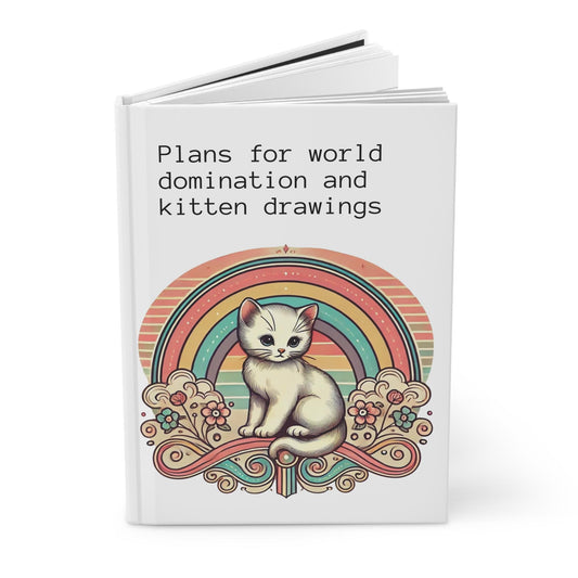 Cat Journal Hardcover - Funny Domination Vintage Design Matte Journal - Humorous Notebook, Book Lovers Gift, Retro Art Diary