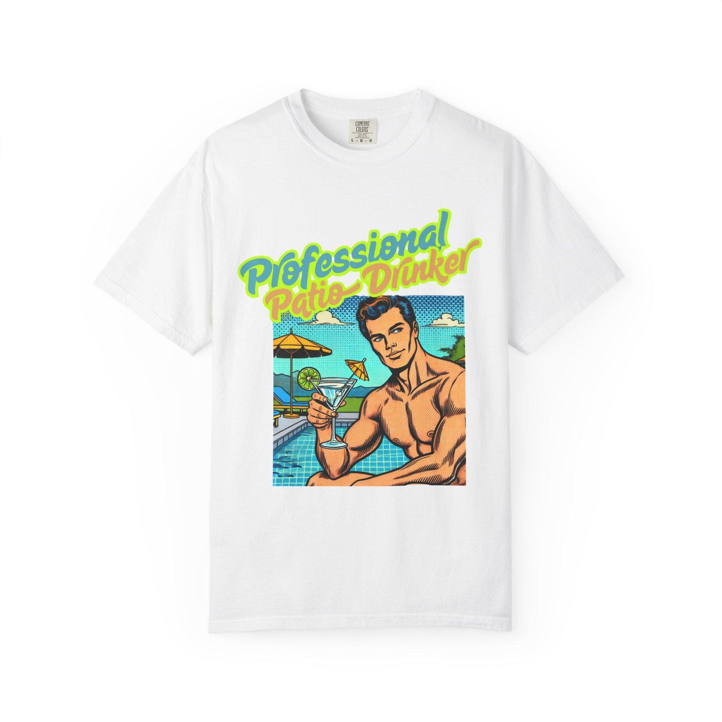 Professional Patio Drinker T-shirt, Unisex Funny Summer Tee, Cool Casual Wear, Pool Party Gift, Fun Vacation Apparel, Garment-Dyed Shirt