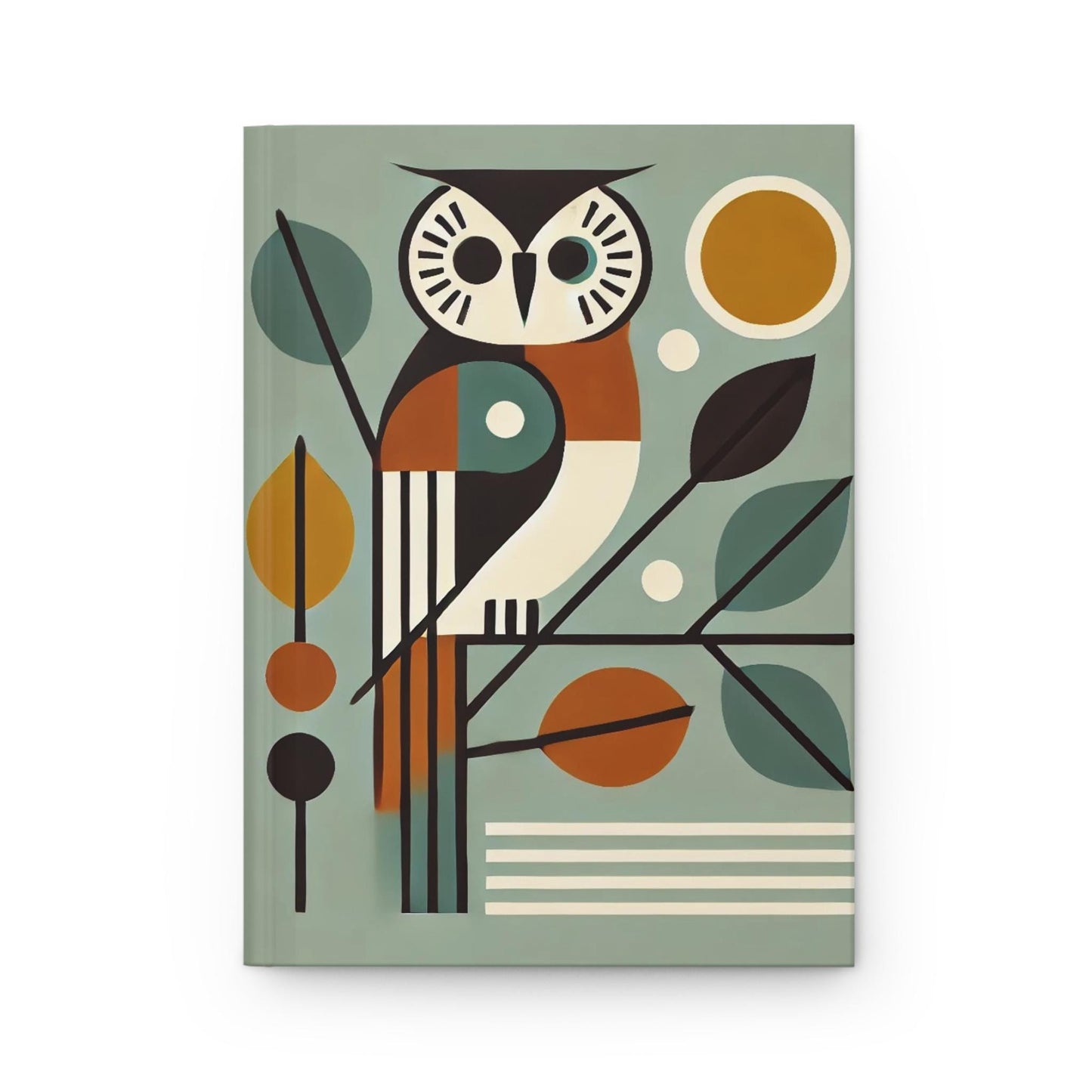 Owl Hardcover Journal, Mid-Century Vintage Charm Notebook, Books Lovers Gift, Retro Matte Diary, Wise Owl Journal, Literature Enthusiast