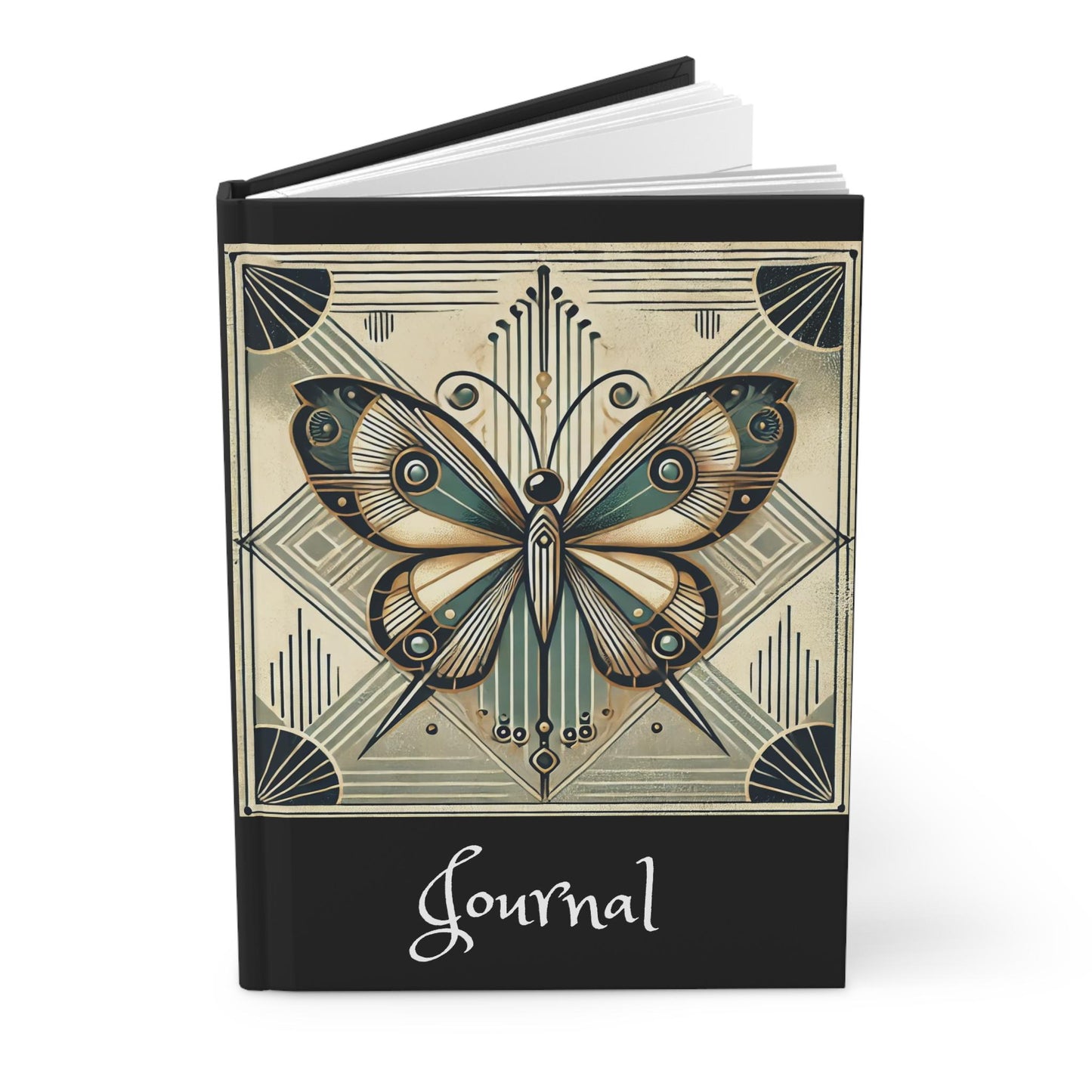 Butterfly Journal Hardcover - Vintage Art Deco Design - Book Lovers Gift, Retro Diary, Nature Journal, Literature Notebook