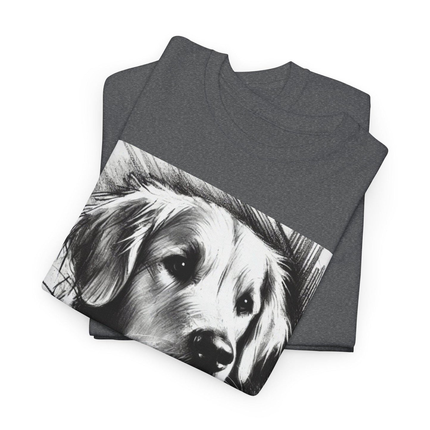 Dog Tee, Golden Retriever Charcoal Sketch Design, Unisex LGBT Dog Lover Gift, Gay Graphic Top, Unisex Heavy Cotton T-shirt, 7 Colors