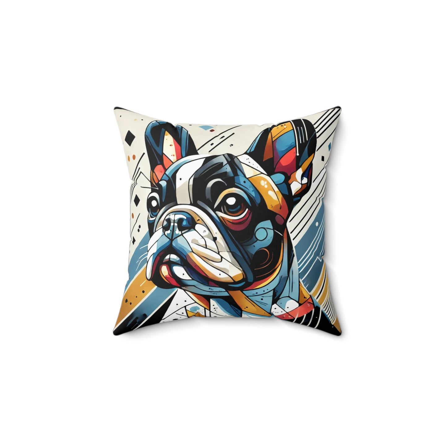Pillow French Bulldog Cubist Design, Unique Housewarming Gift, Modern Art Charm, Soft Throw Pillow, Chic Home Decor, Frenchie Dog Lover Gift